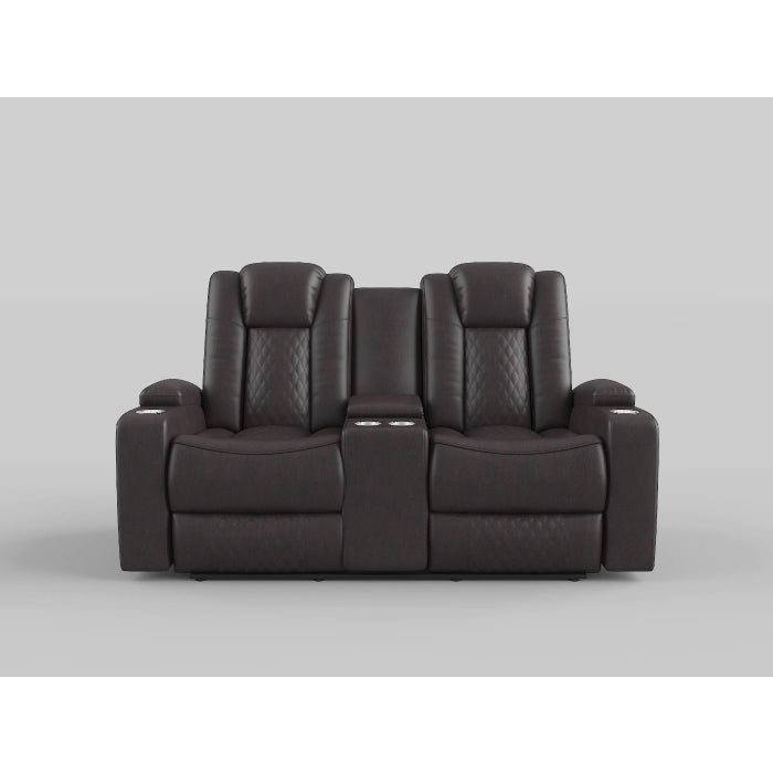 Caelan Brown Power Double Reclining Loveseat - Ornate Home