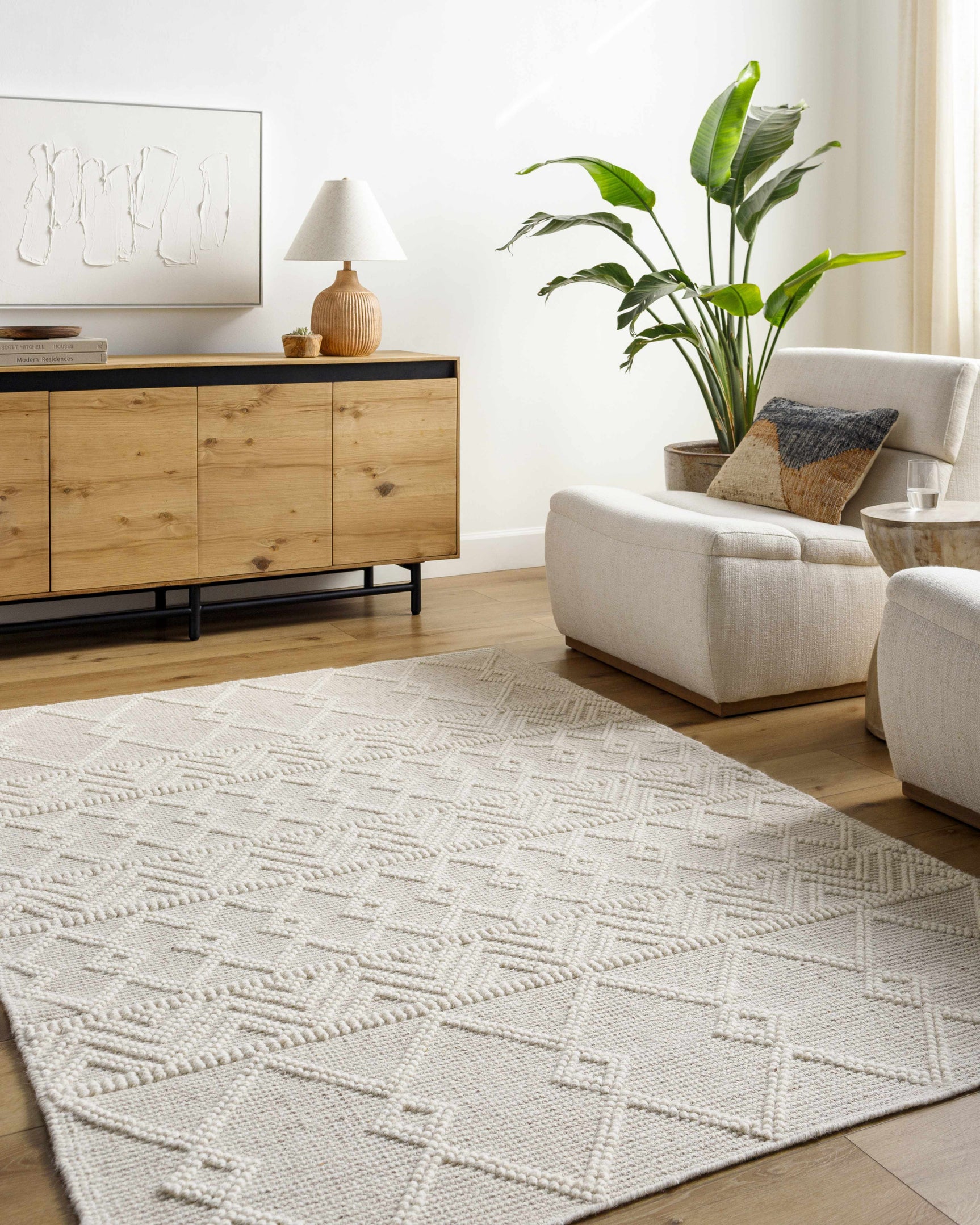 Caelum White Wool-Blend Rug - Ornate Home