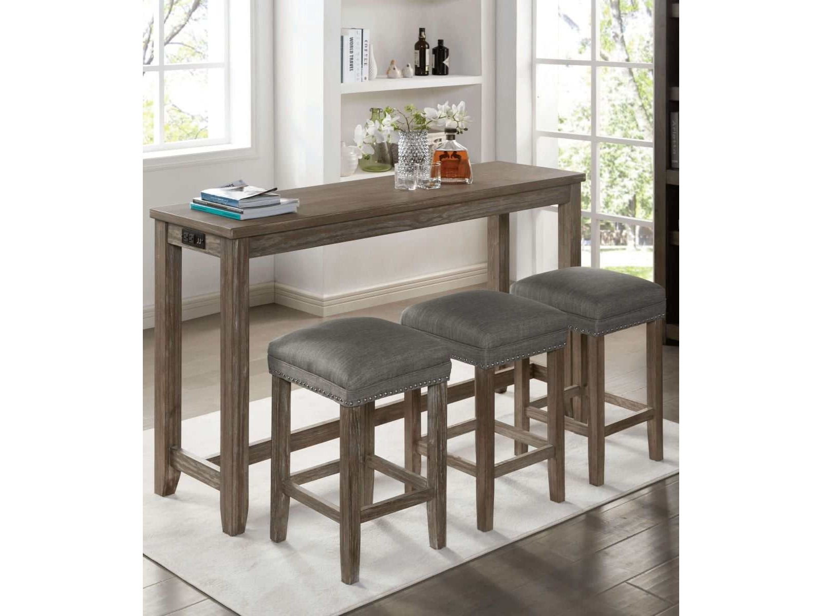 Caerleon Gray Counter Ht. Dining Set / 4pc - Ornate Home