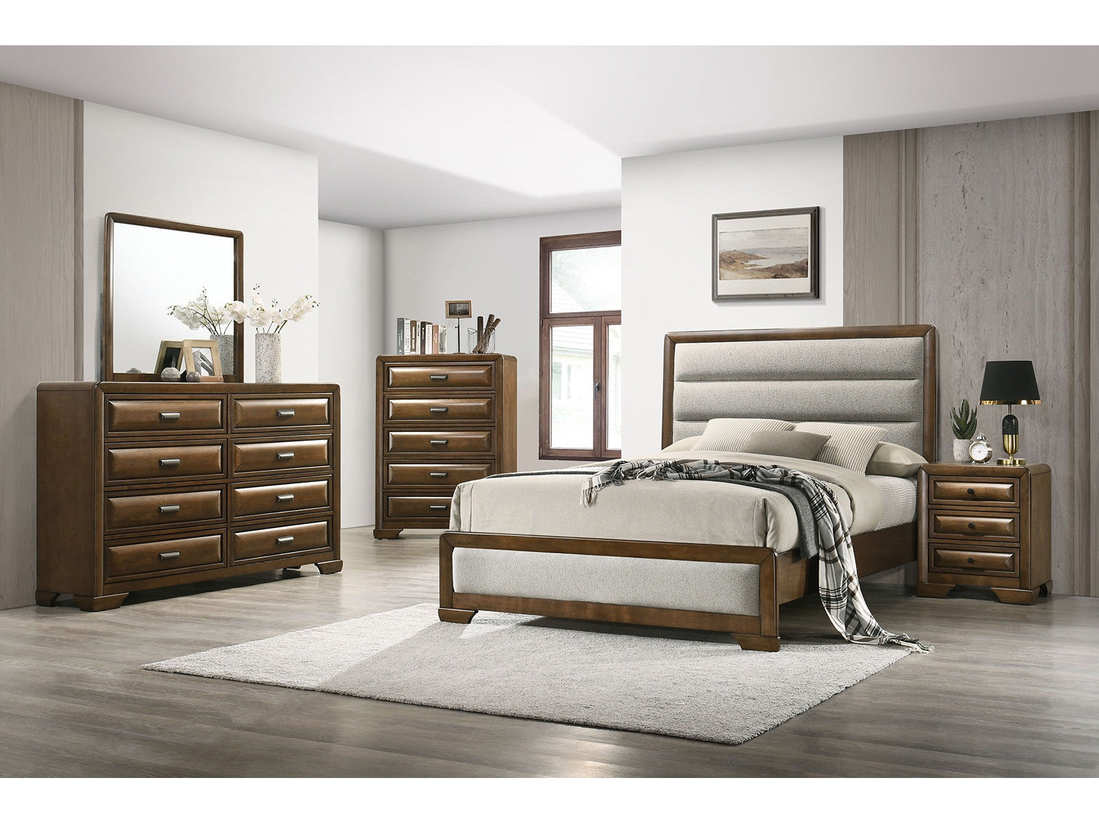Caerwys Brown/Light Gray Queen 4 Piece Bedroom Set - Ornate Home
