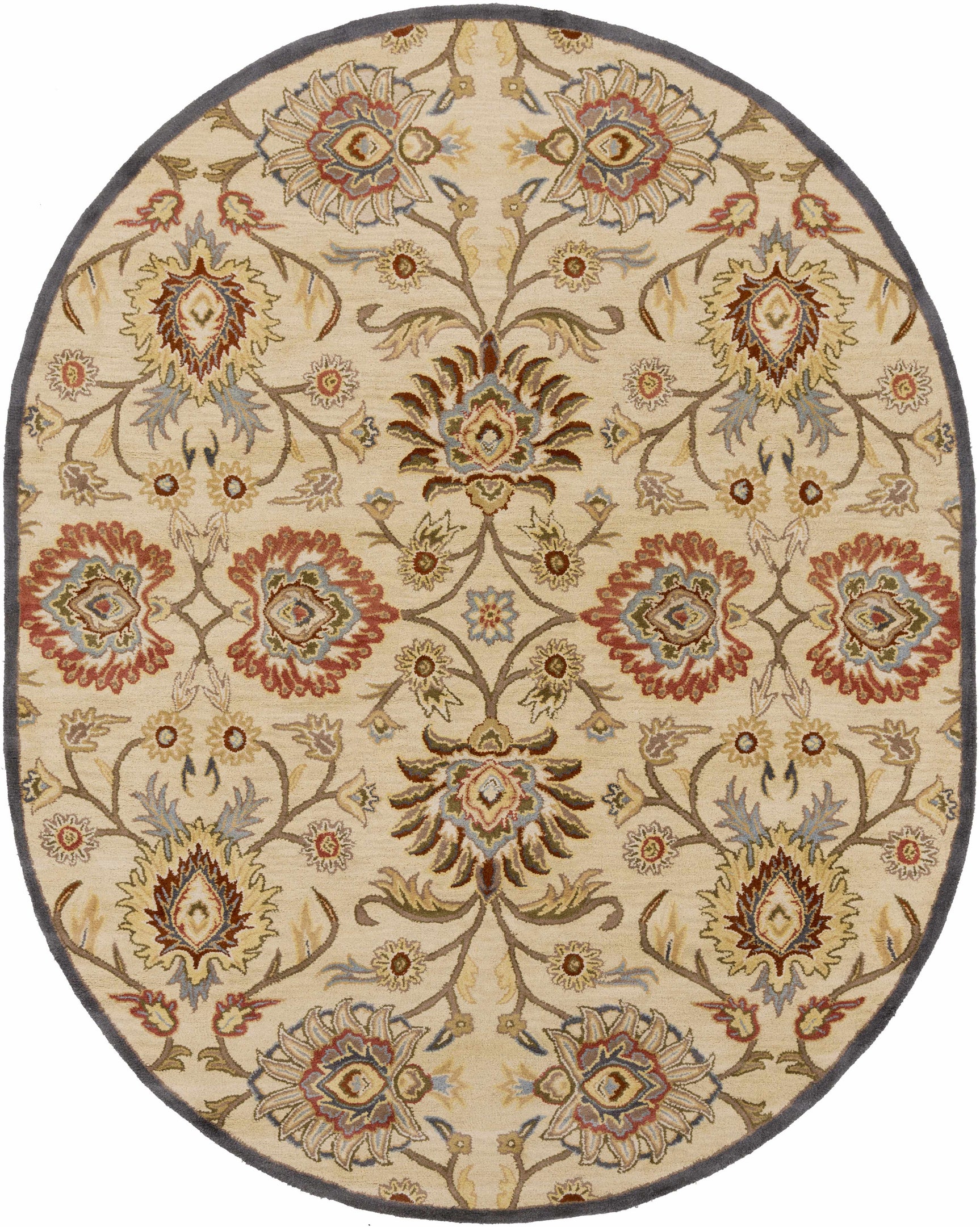 Caesar 1116 Hand Tufted Beige & Rust Wool Rug - Ornate Home