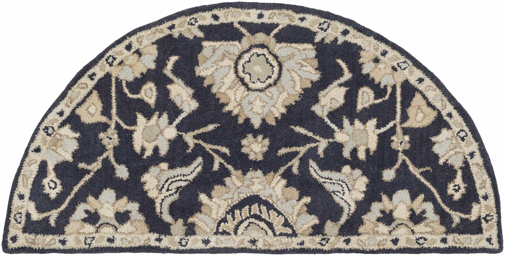 Caesar CAE-1164 Black Floral Wool Rug - Ornate Home