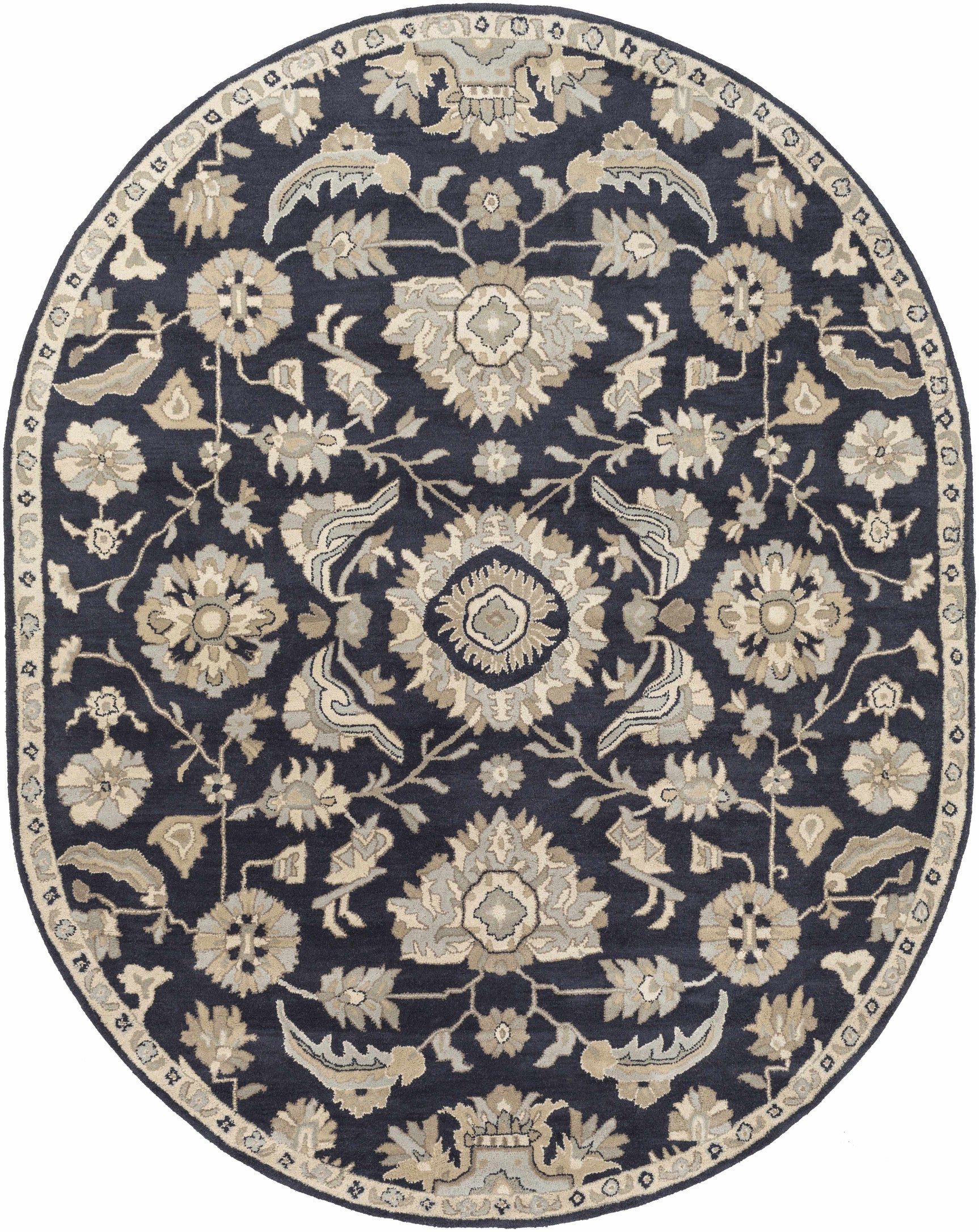 Caesar CAE-1164 Black Floral Wool Rug - Ornate Home