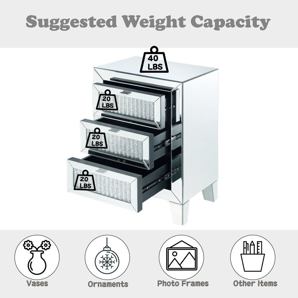 Caesia Mirrored & Faux Diamonds Accent Table - Ornate Home