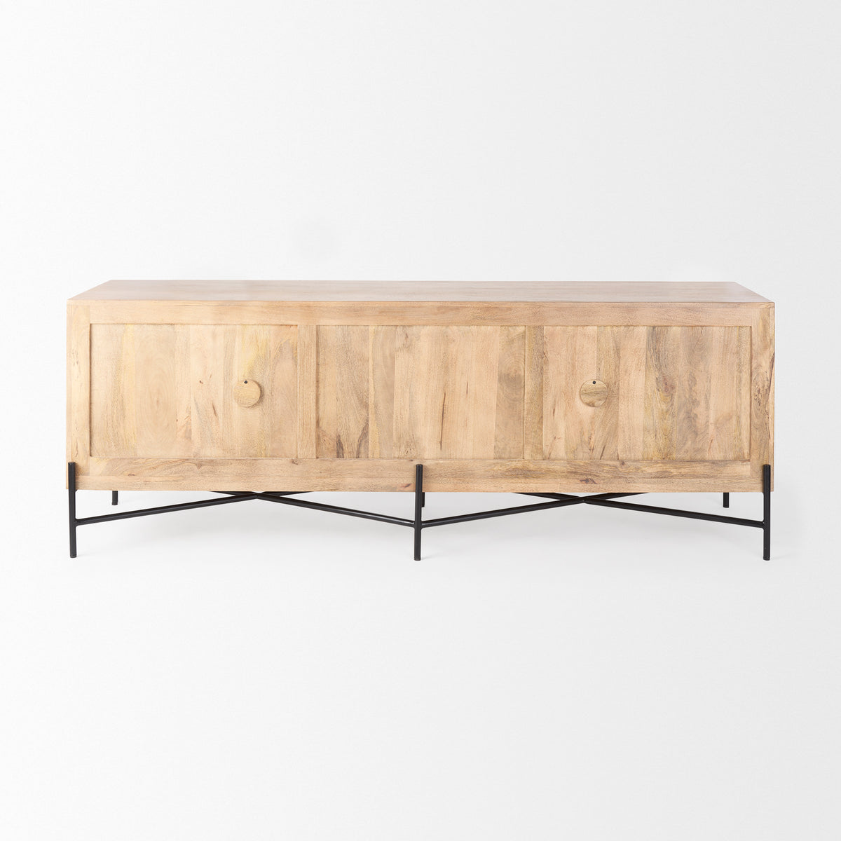 Cairo Brown/Black Solid Wood Metal Base 4 Door Cabinet Sideboard - Ornate Home
