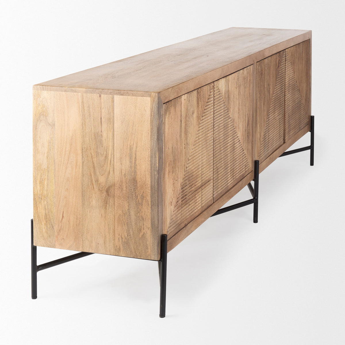 Cairo Brown/Black Solid Wood Metal Base 4 Door Cabinet Sideboard - Ornate Home