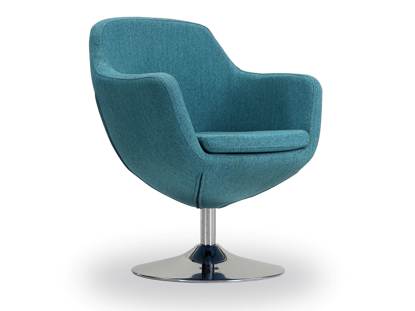 Caisson Swivel Accent Chair in Blue and Polished Chrome - Ornate Home