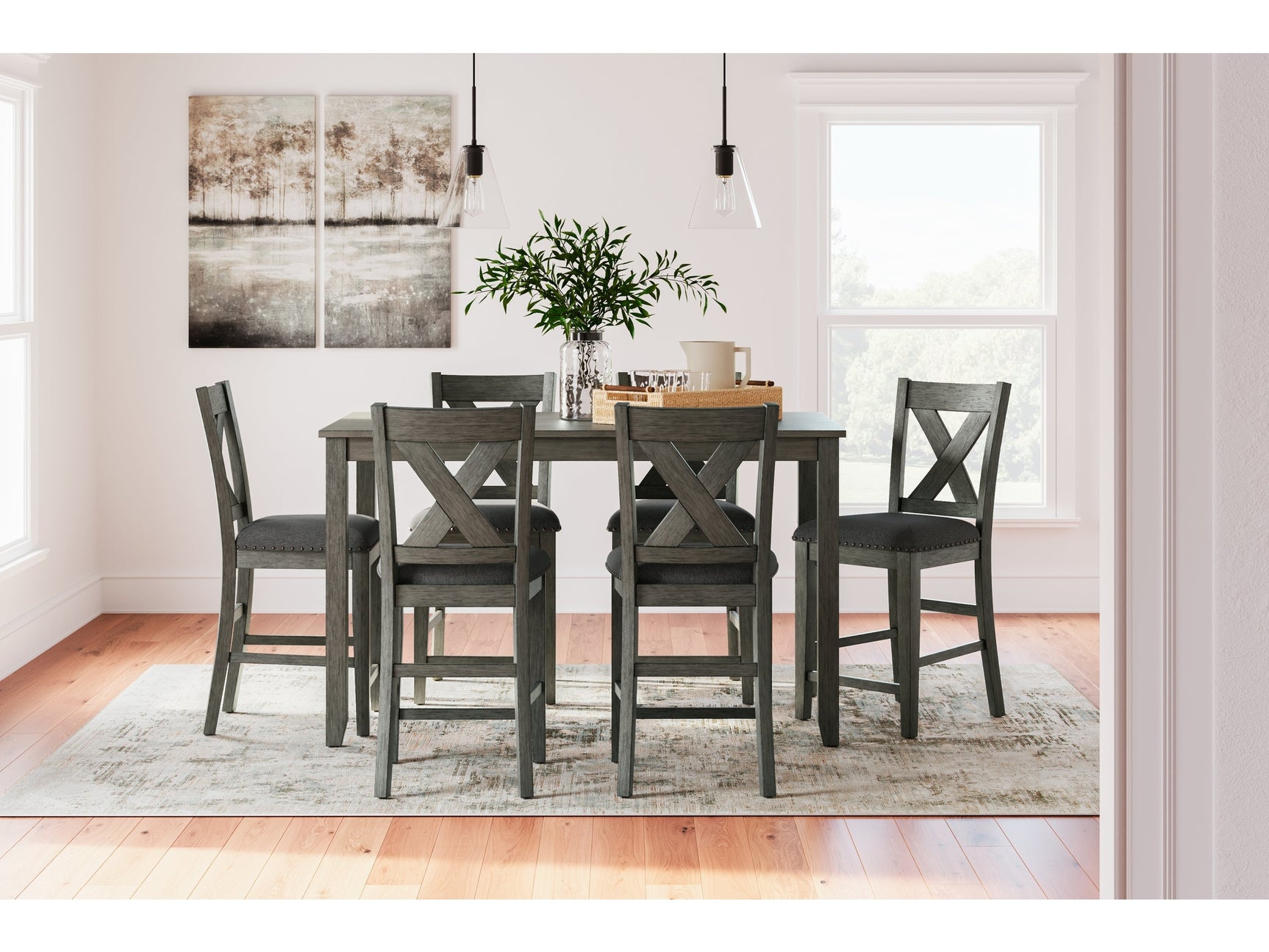 Caitbrook Gray Counter Height Dining Room Set / (Set of 7) (Online Special Price) - Ornate Home