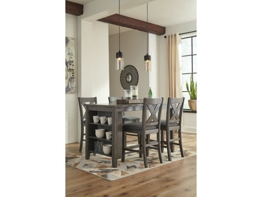 Caitbrook Gray Counter Height Dining Table and 4 Barstools - Ornate Home