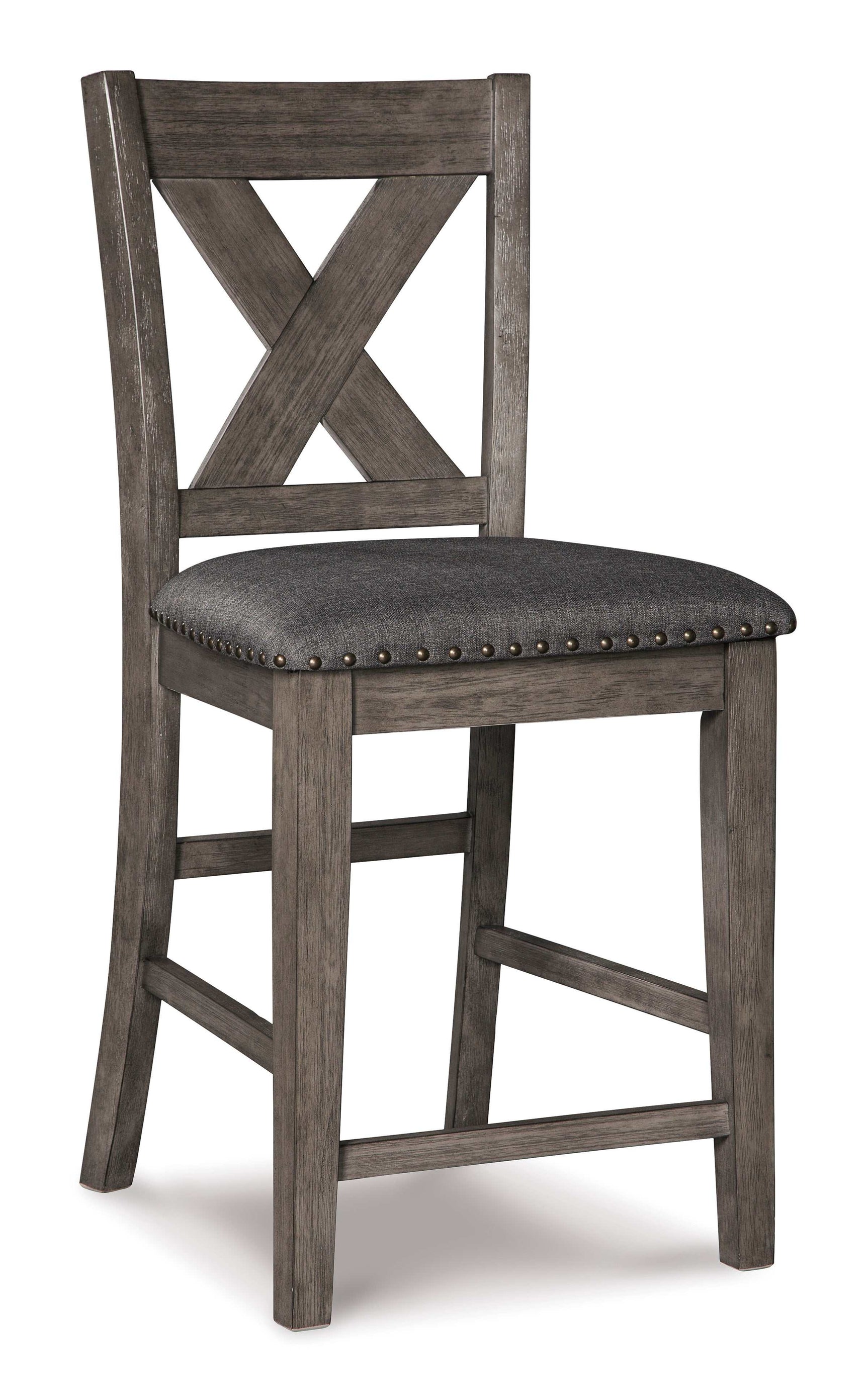 Caitbrook Gray Counter Height Uph. Bar Stool /Chair (Set of 2) - Ornate Home