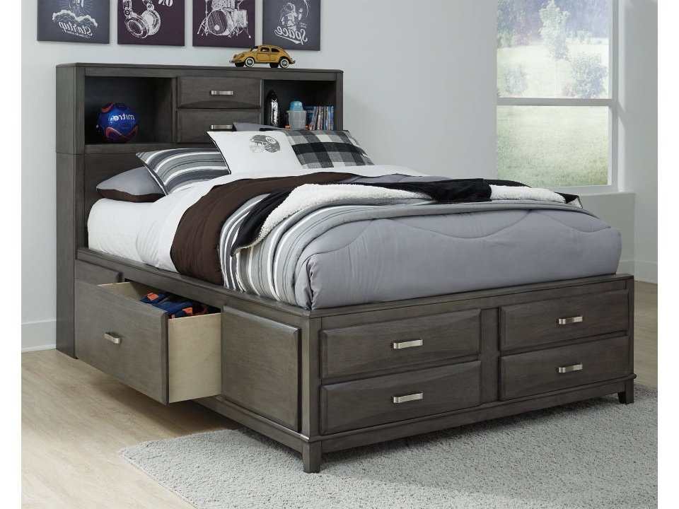 Caitbrook Gray Full Storage Bed w/ 7 Drawers - Ornate Home