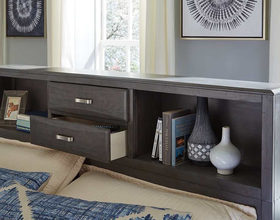 Caitbrook Gray King Storage Bed w/ 8 Drawers - Ornate Home