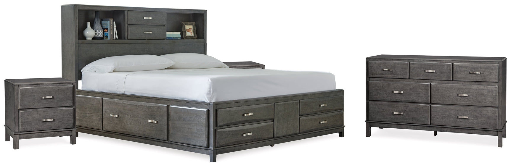 Caitbrook Gray King Storage Bedroom Set with Dresser and 2 Nightstands - Ornate Home
