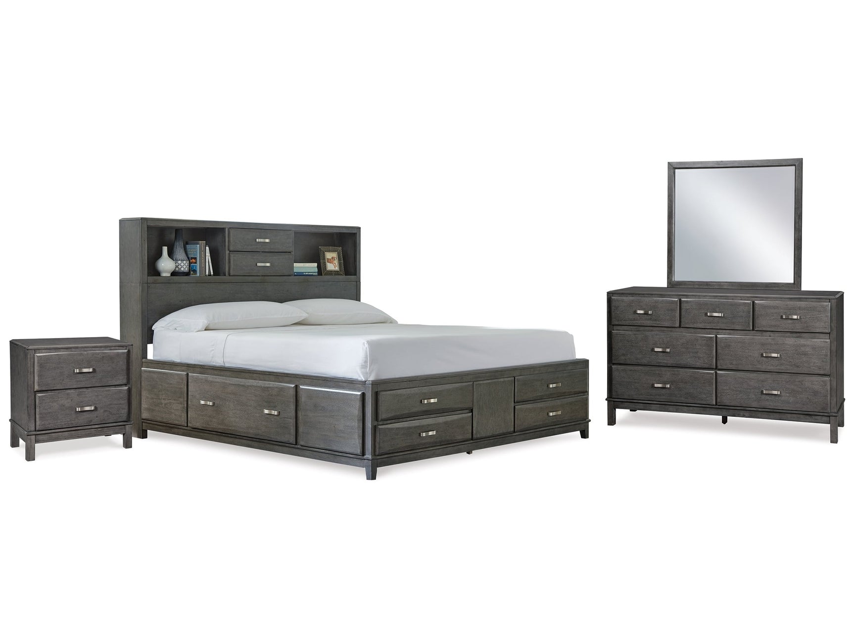 Caitbrook Gray Queen Storage Bedroom Set with Dresser, Mirror and Nightstand (Online Special Price) - Ornate Home