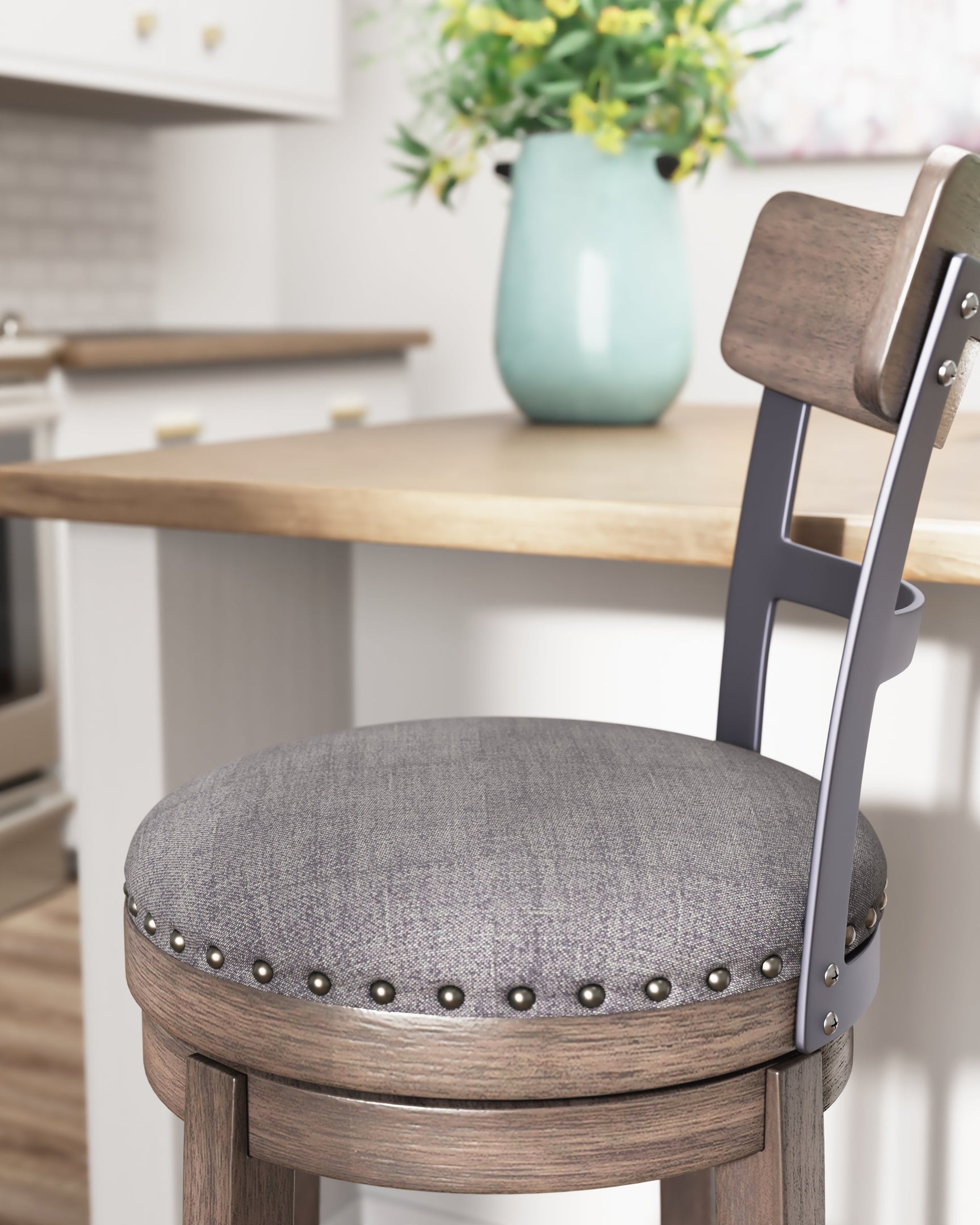 Caitbrook Gray Swivel Counter Height Bar Chair / 1pc (Online Special Price) - Ornate Home