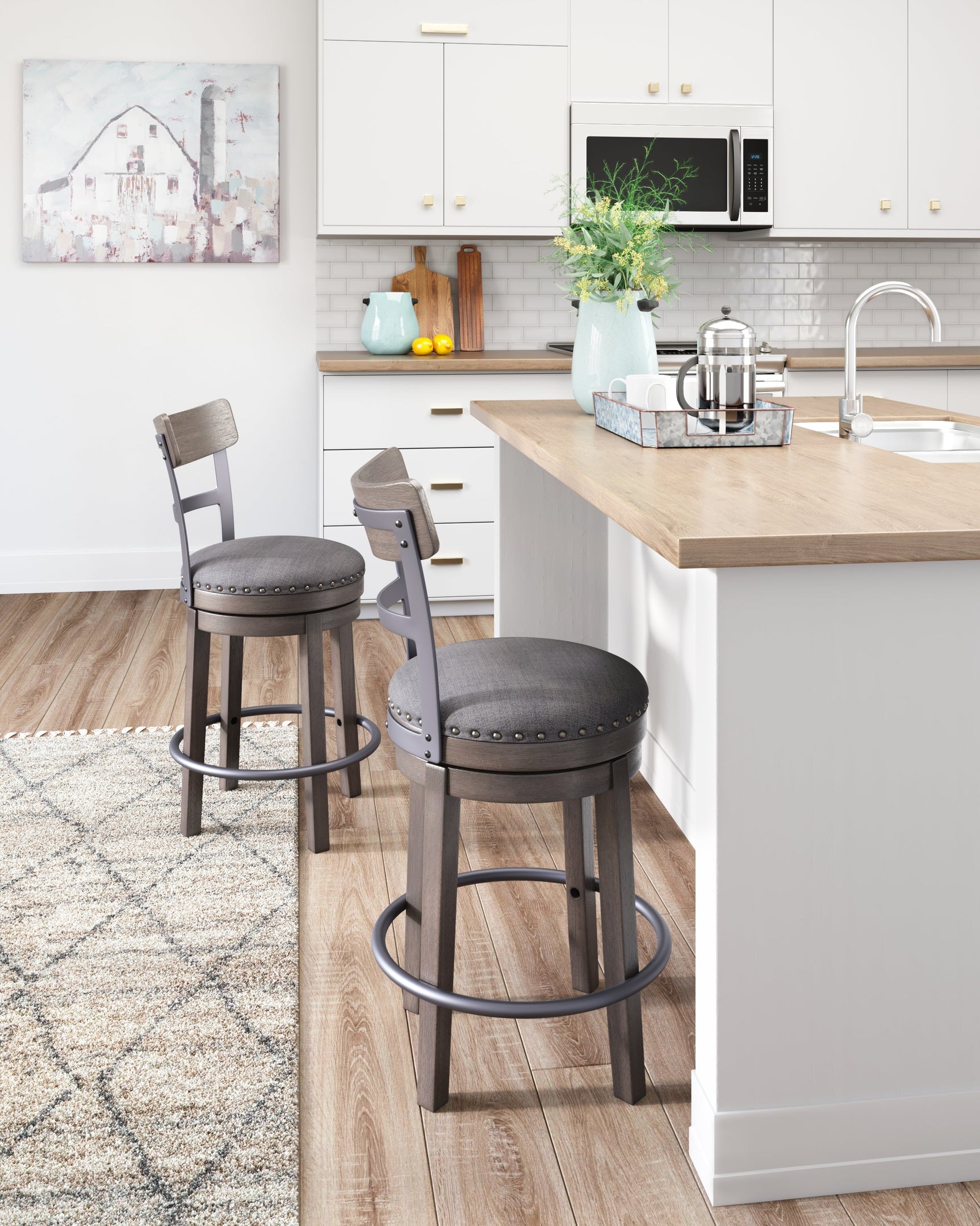 Caitbrook Gray Swivel Counter Height Bar Chair / 1pc (Online Special Price) - Ornate Home