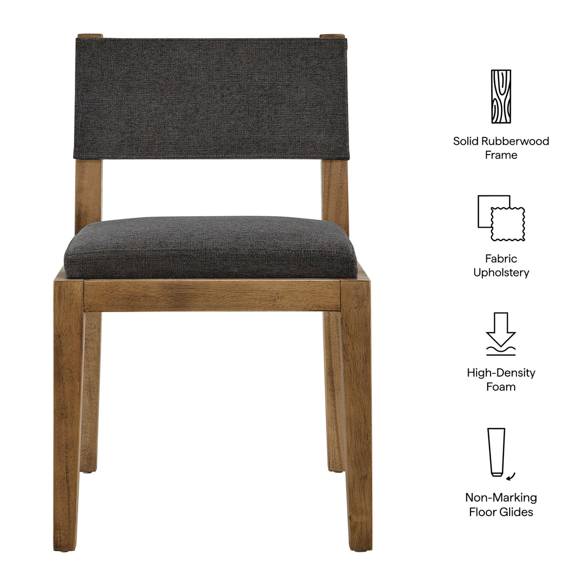 Calder Dark Gray Fabric Upholstered Wood Armless Dining Chair - Ornate Home