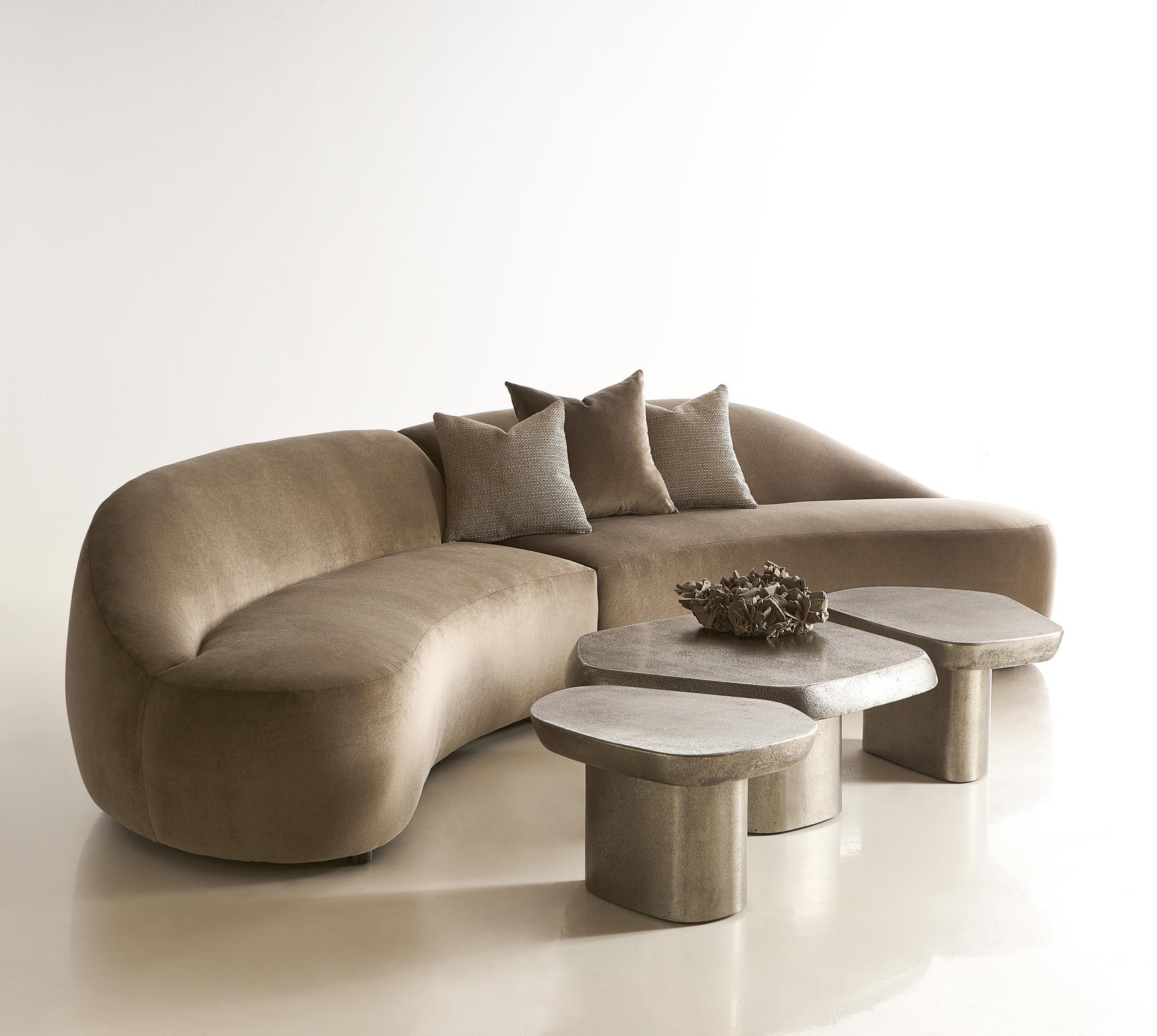 Calder White/Cream Fabric Sectional - Ornate Home