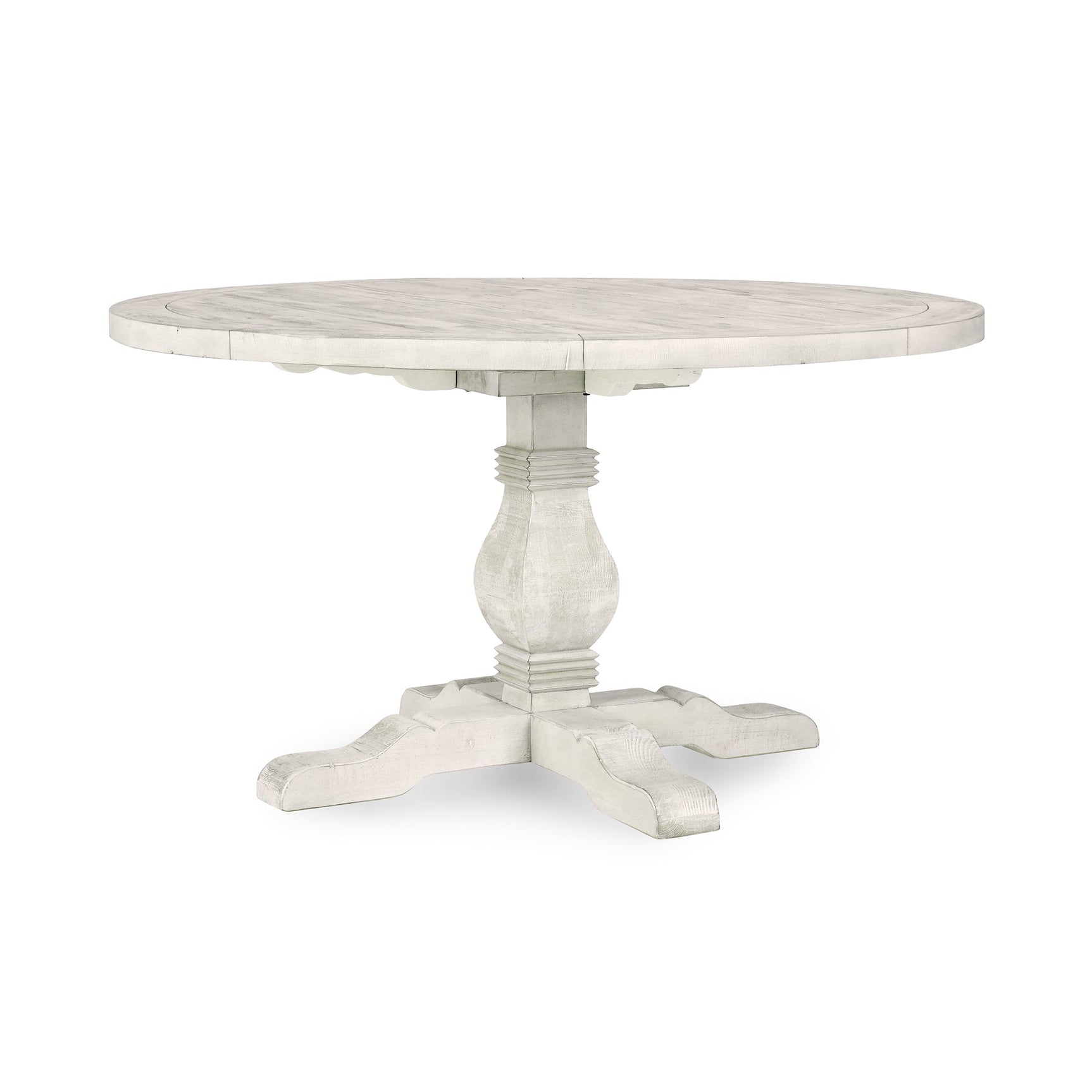 Caleb Distressed Ivory Round Dining Table - Ornate Home