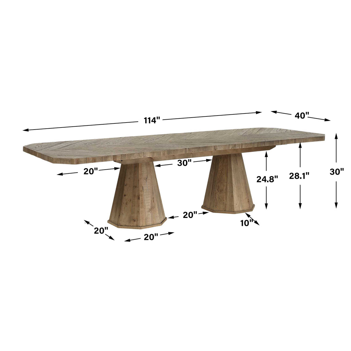 Caledon Reclaimed Oak Dining Table - Ornate Home