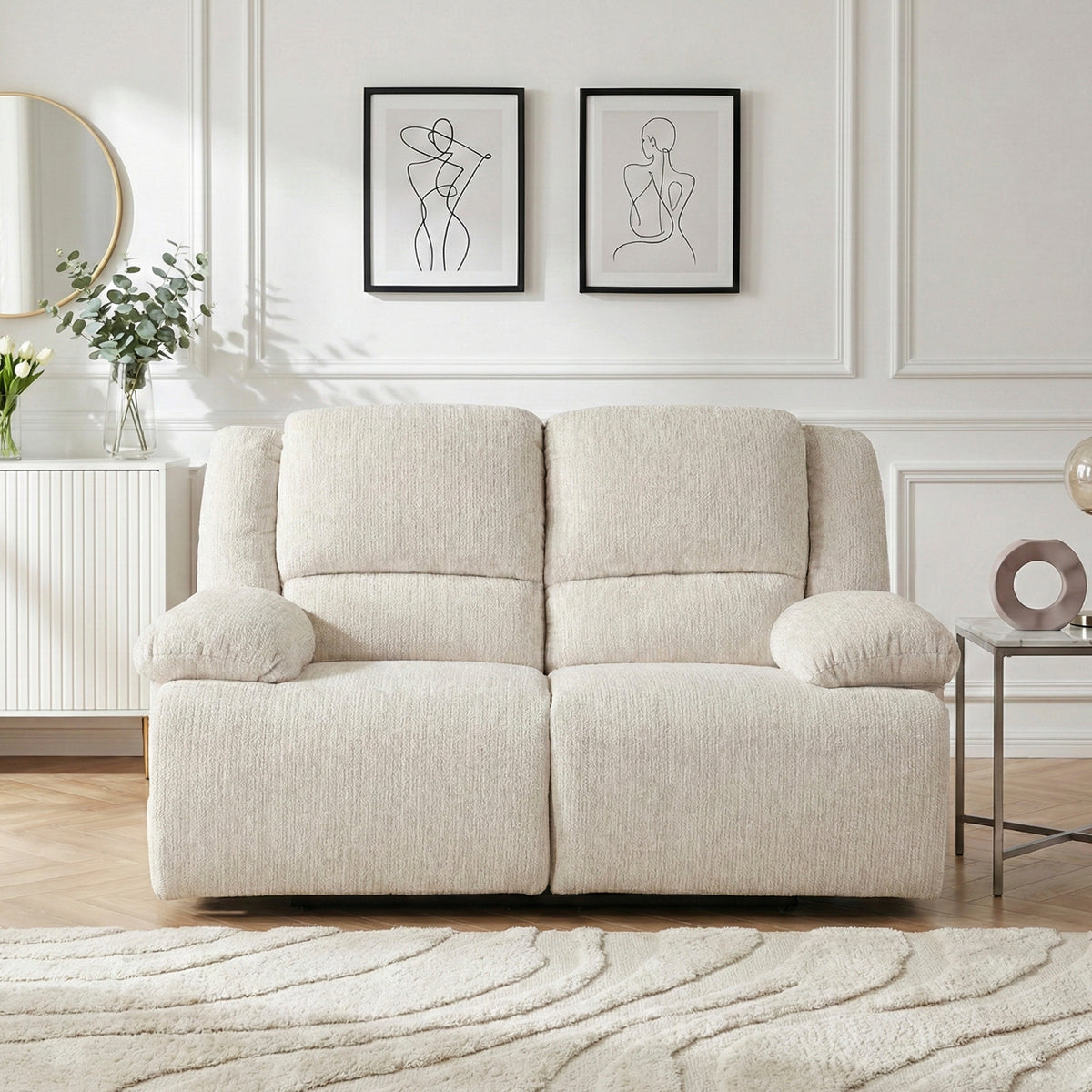 Caliber Beige Double Reclining Loveseat - Ornate Home