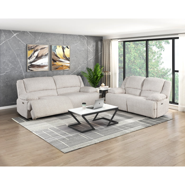 Caliber Beige Power Double Reclining Sofa