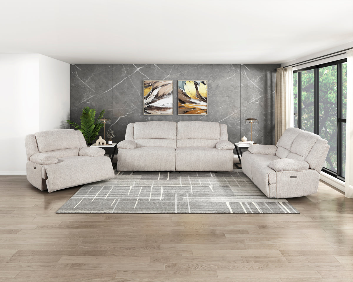 Caliber Beige Power Double Reclining Sofa - Ornate Home