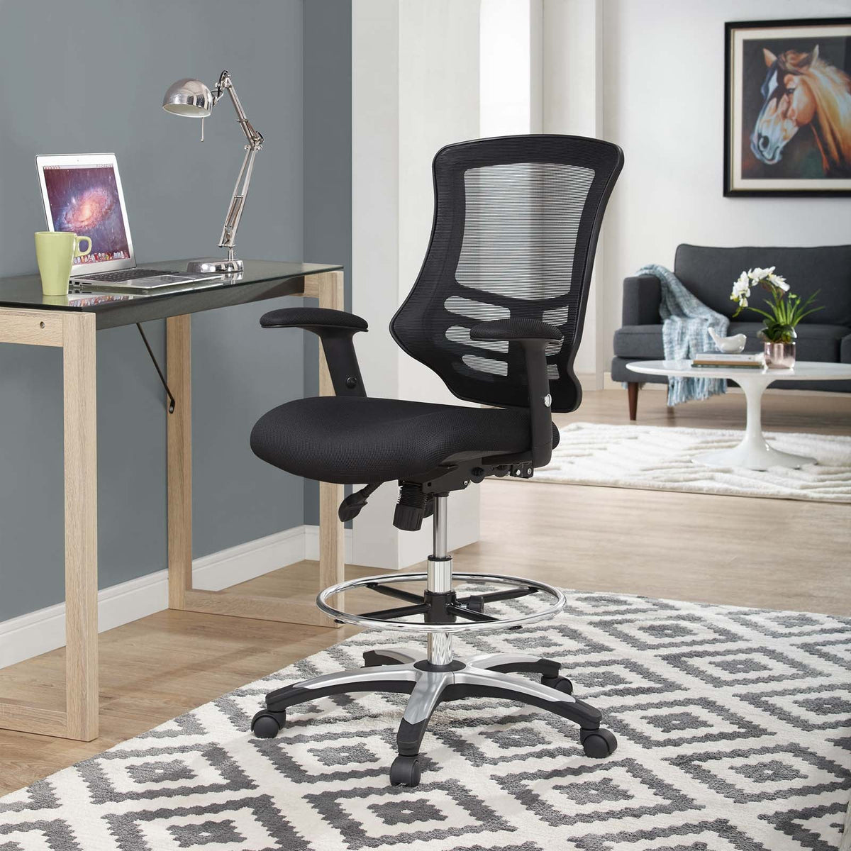 Calibrate Black Mesh Drafting Chair - Ornate Home
