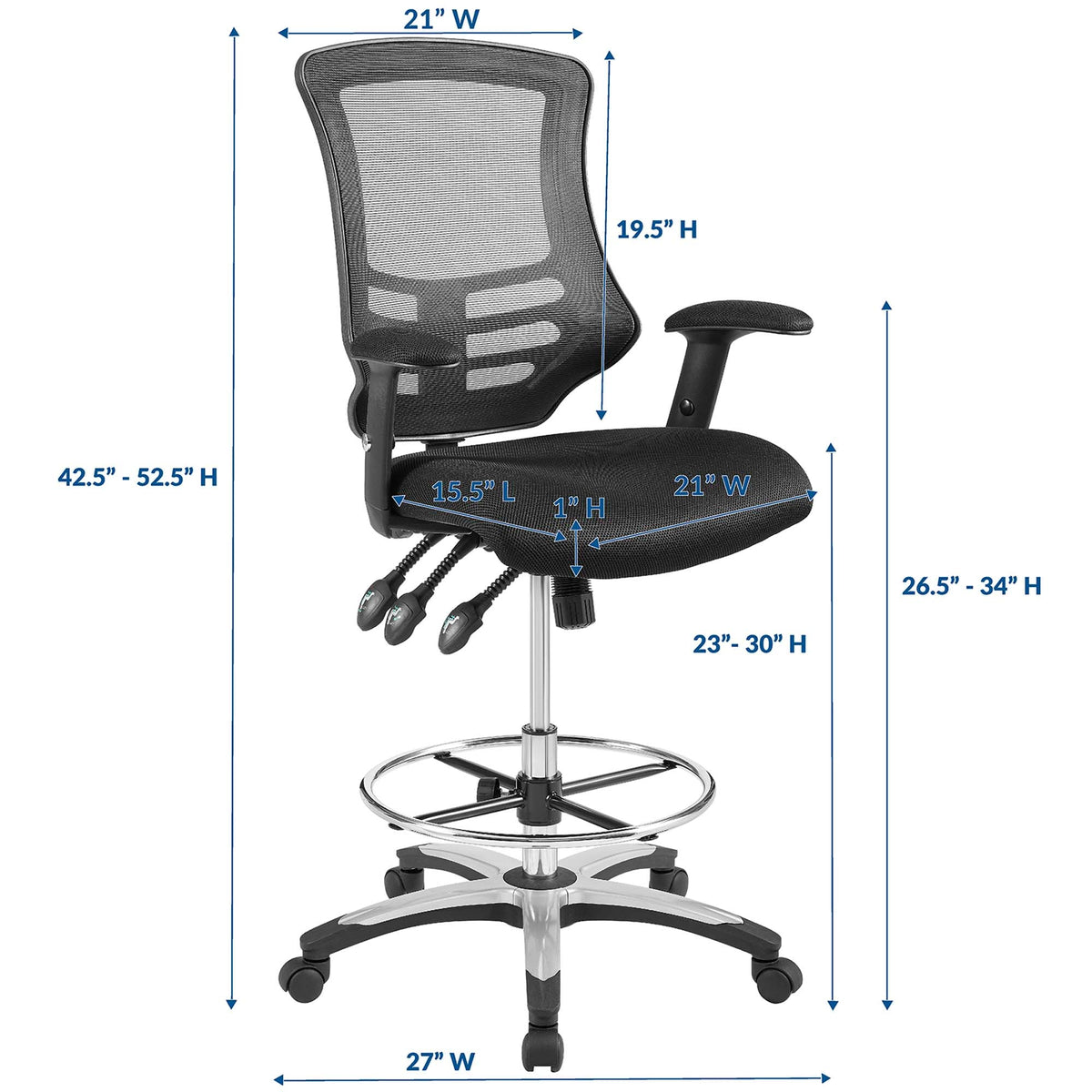 Calibrate Black Mesh Drafting Chair - Ornate Home