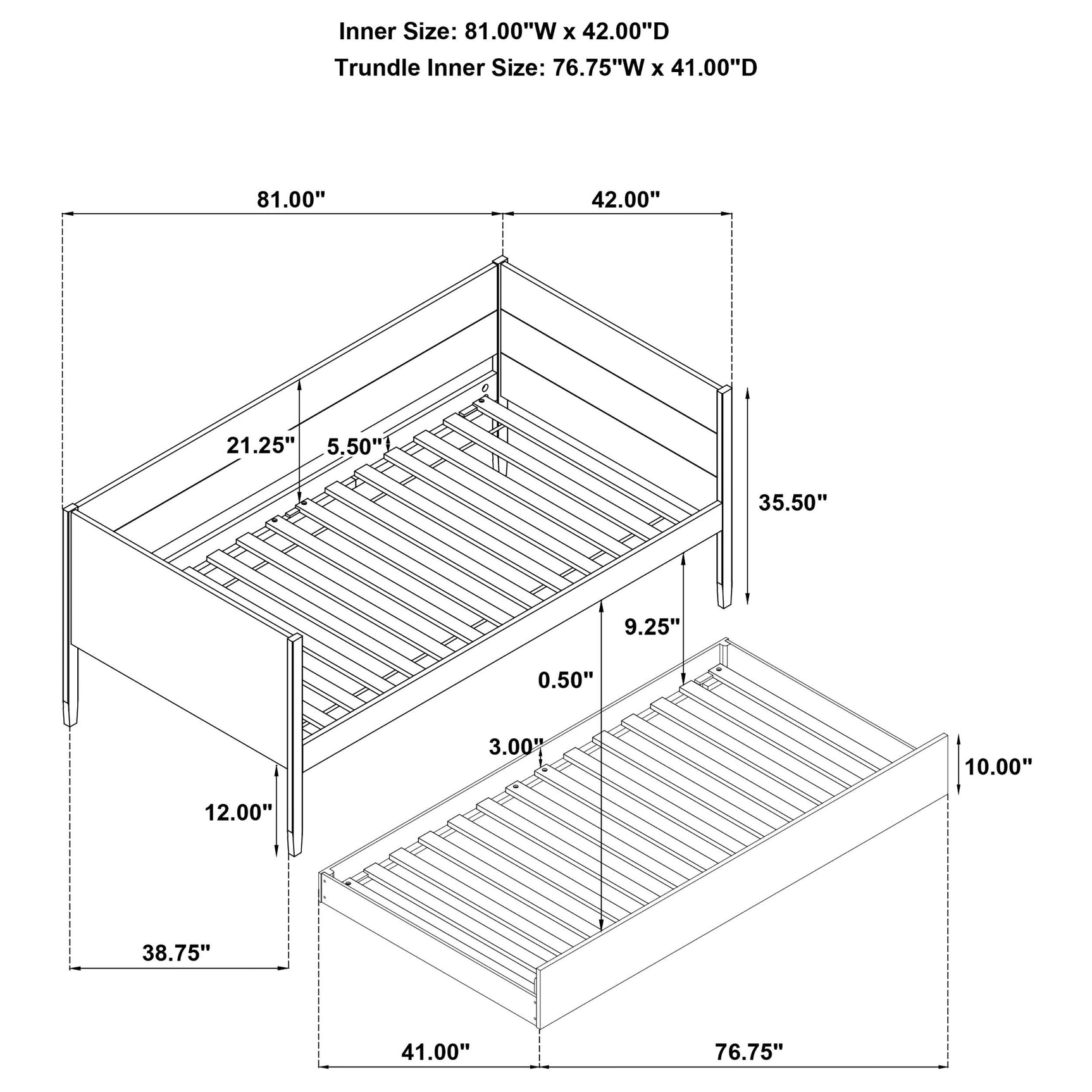 Calinda Natural Wood Twin Daybed With Trundle - Ornate Home