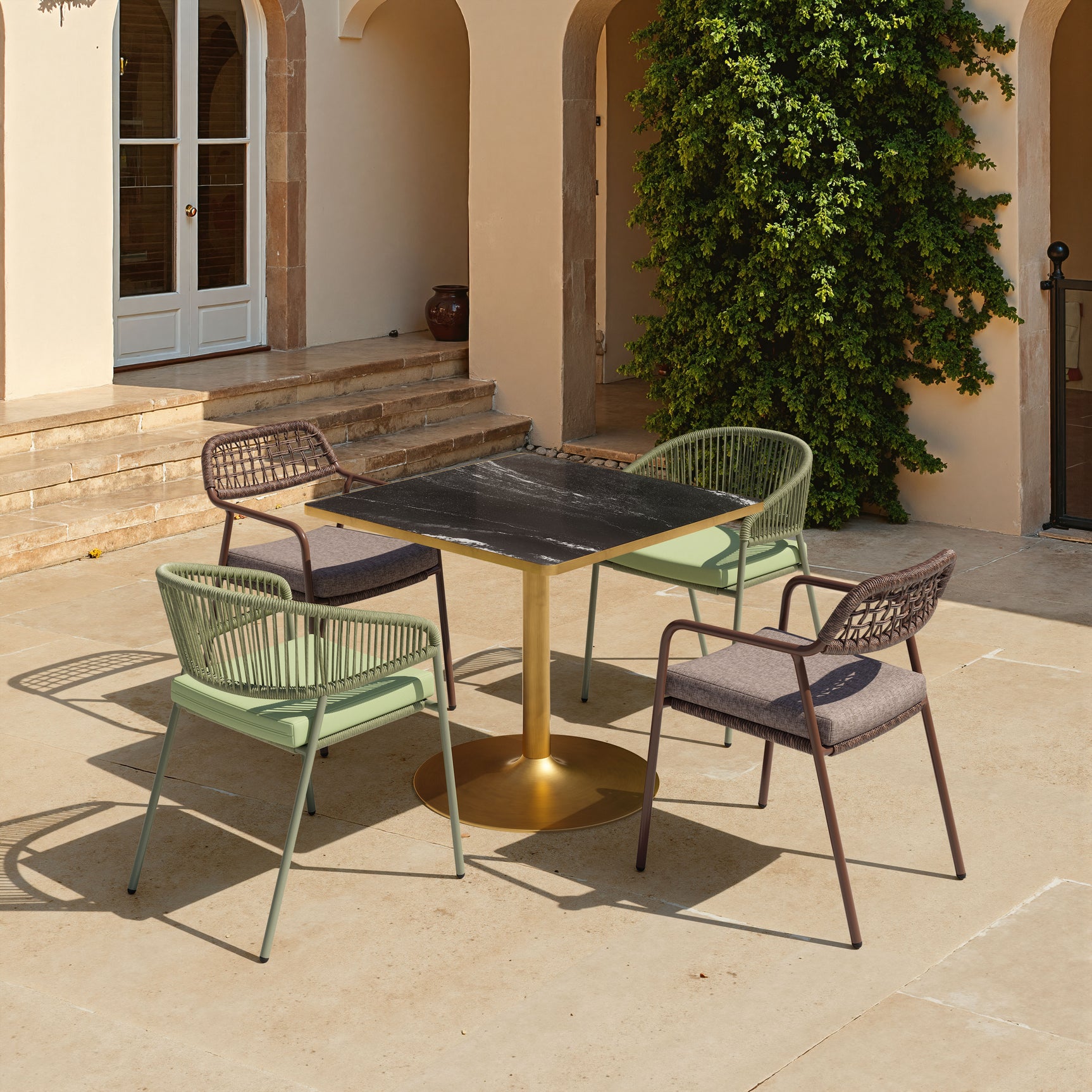 Caliza Black & Gold Dining Table - Ornate Home