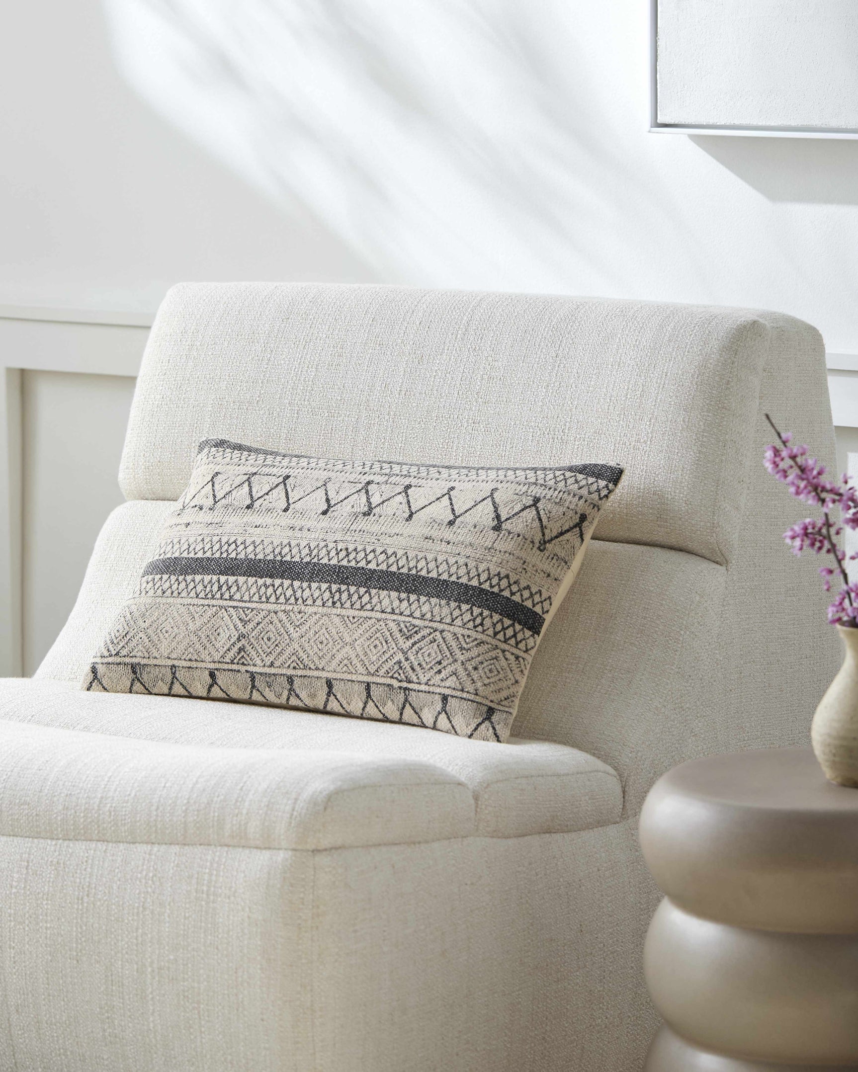 Calliope Monochrome Patterned Throw Pillow - Ornate Home