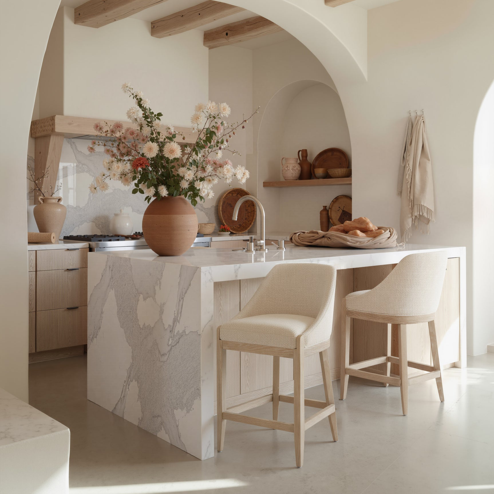 Calmo Beige Counter Stool - Ornate Home