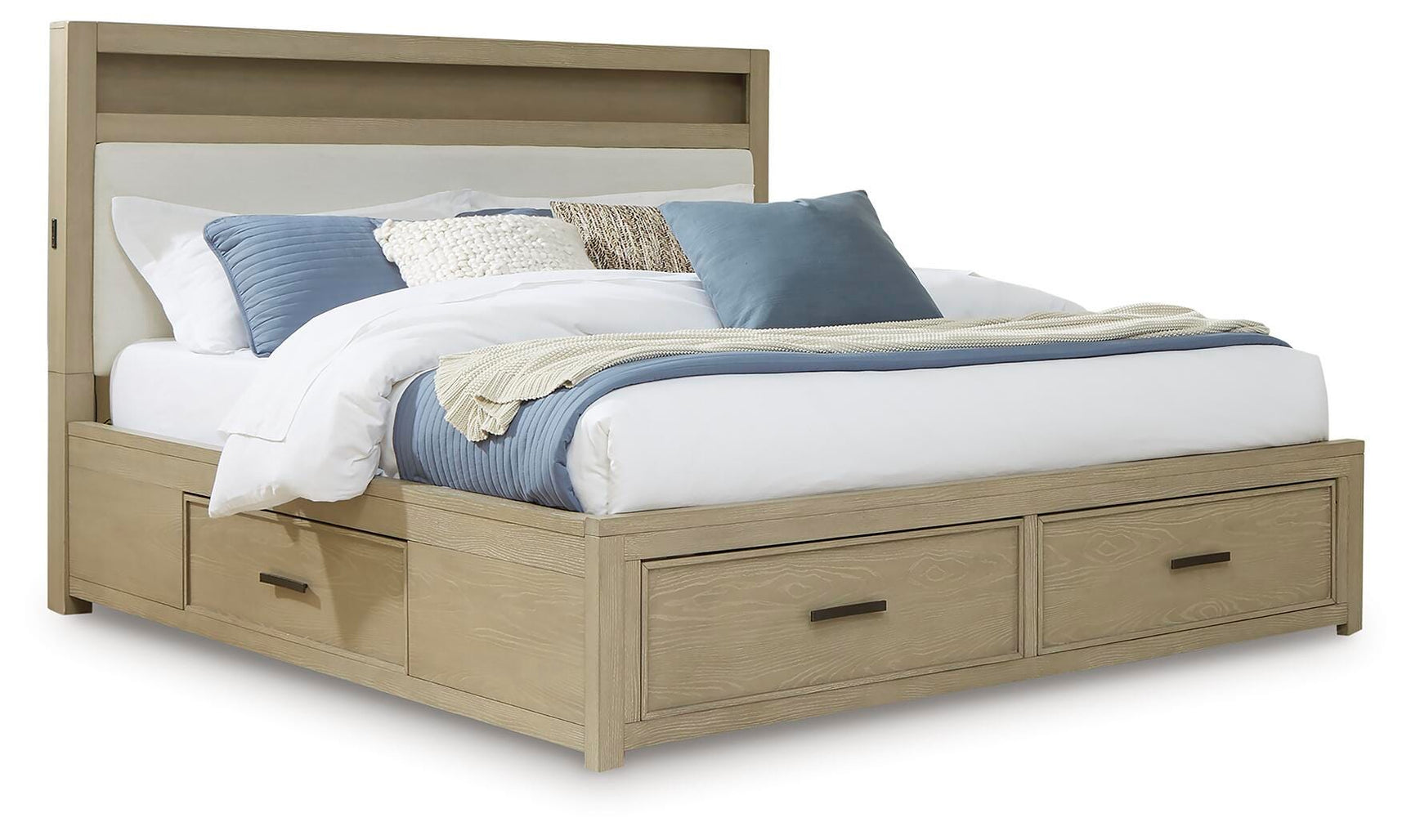 Calmoro Gray Queen Bookcase Bed, Dresser and Mirror - Ornate Home