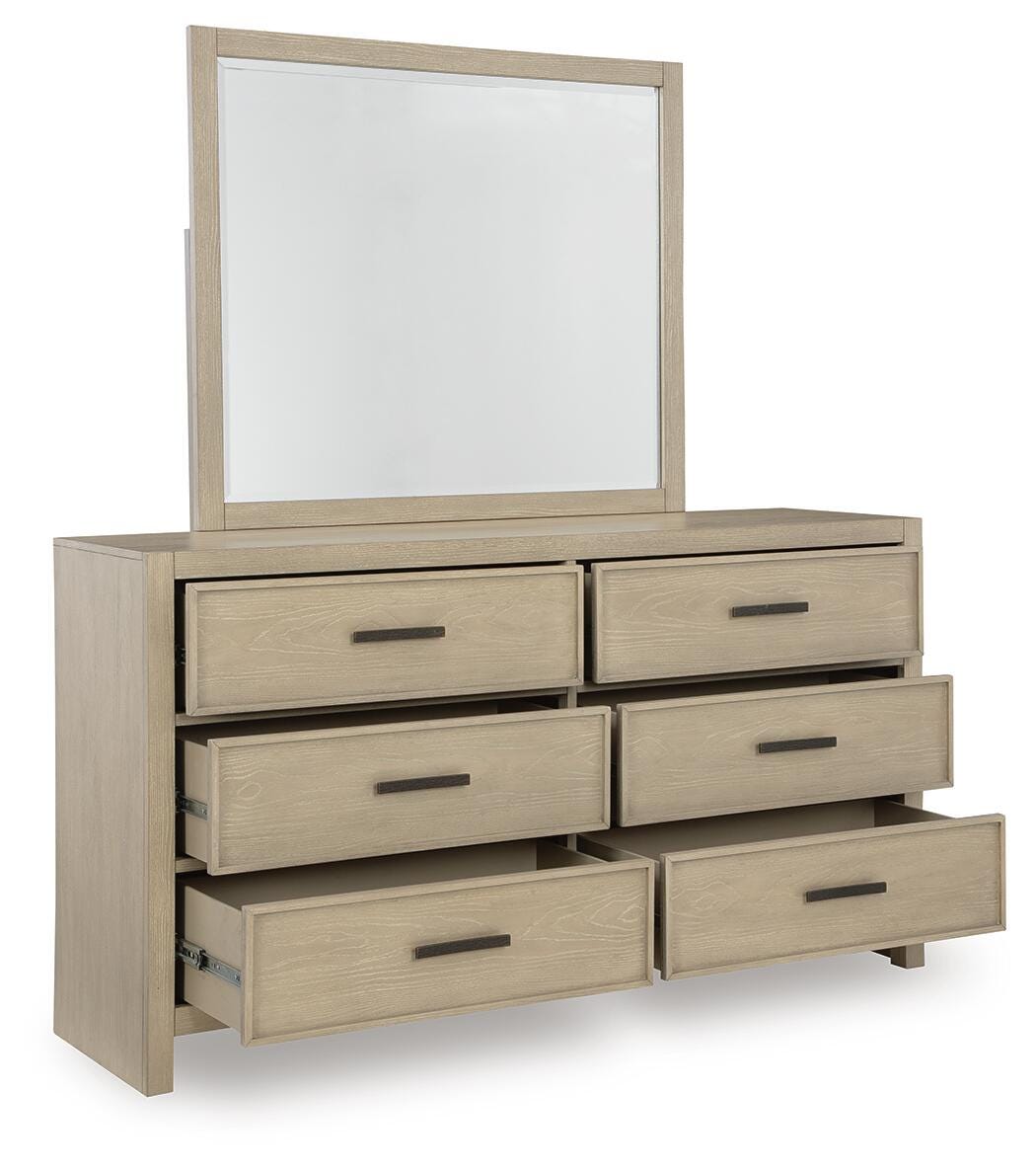 Calmoro Gray Queen Bookcase Bed, Dresser and Mirror - Ornate Home
