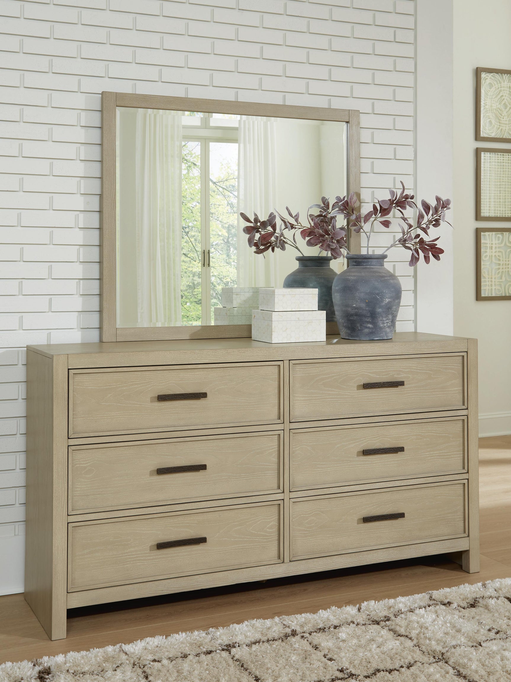 Calmoro Gray Queen Bookcase Bed, Dresser and Mirror - Ornate Home