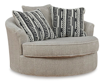 Calnita Sisal Oversized Swivel Accent Chair - Ornate Home