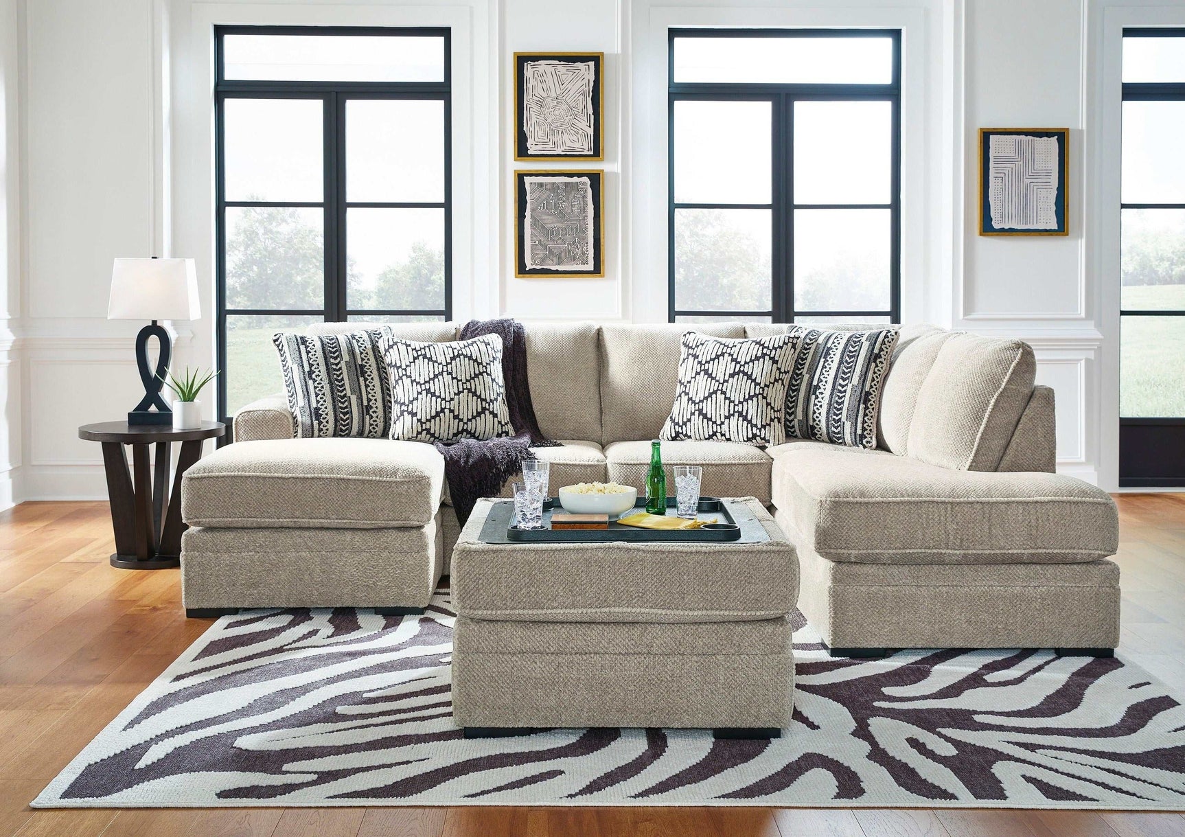 Calnita Sisal RAF Corner Chaise Sectional (Online Special Price) - Ornate Home