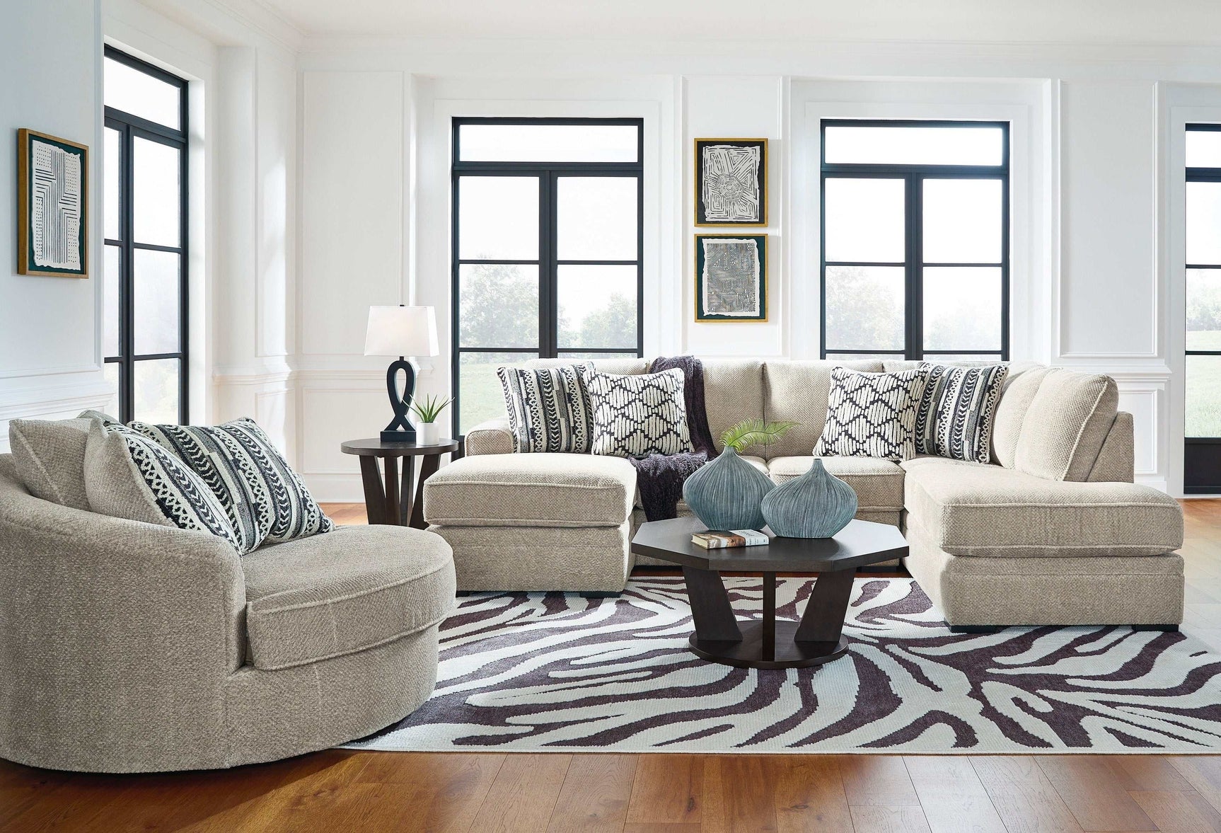 Calnita Sisal RAF Corner Chaise Sectional (Online Special Price) - Ornate Home