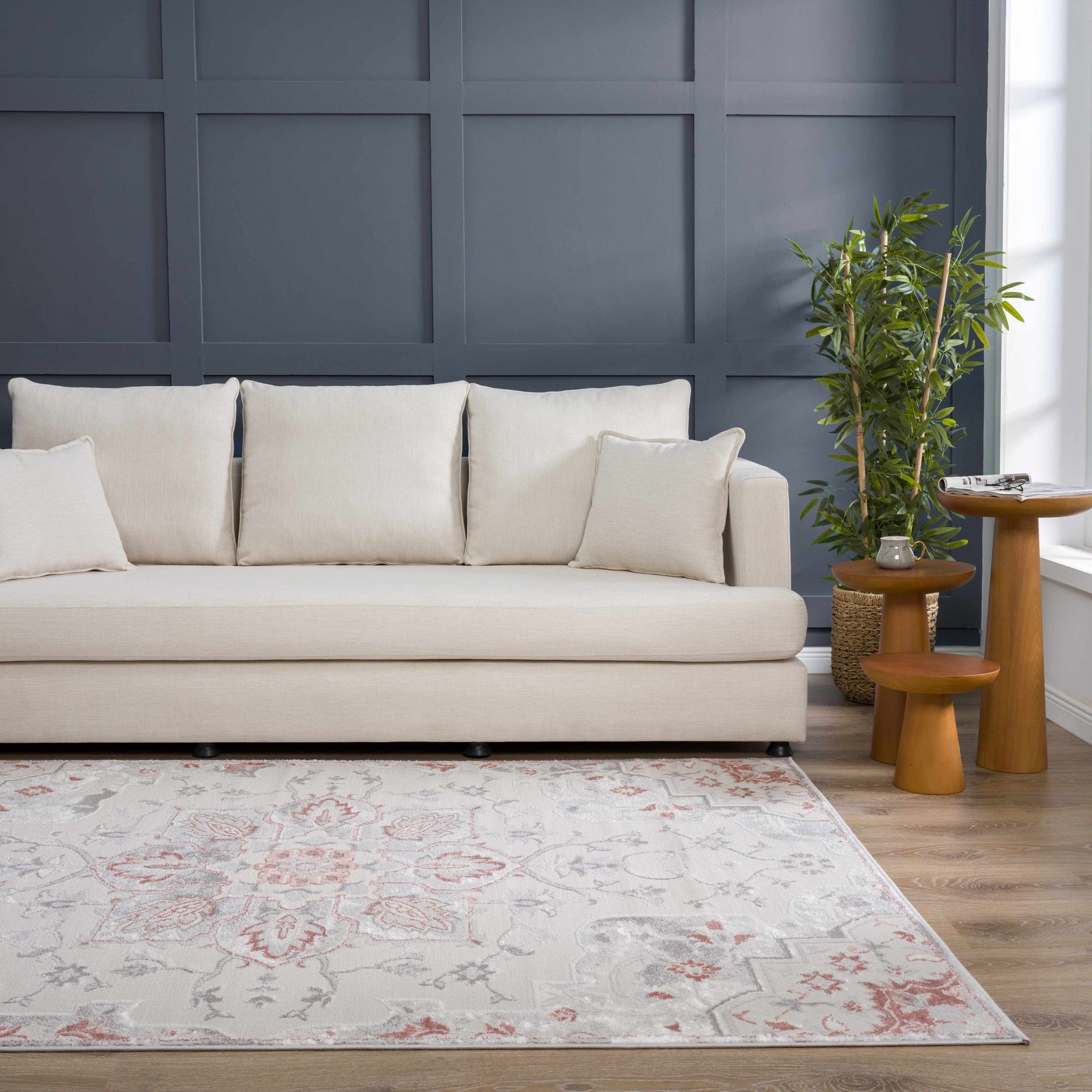 Calum Pink Floral Thick Area Rug - Clearance - Ornate Home