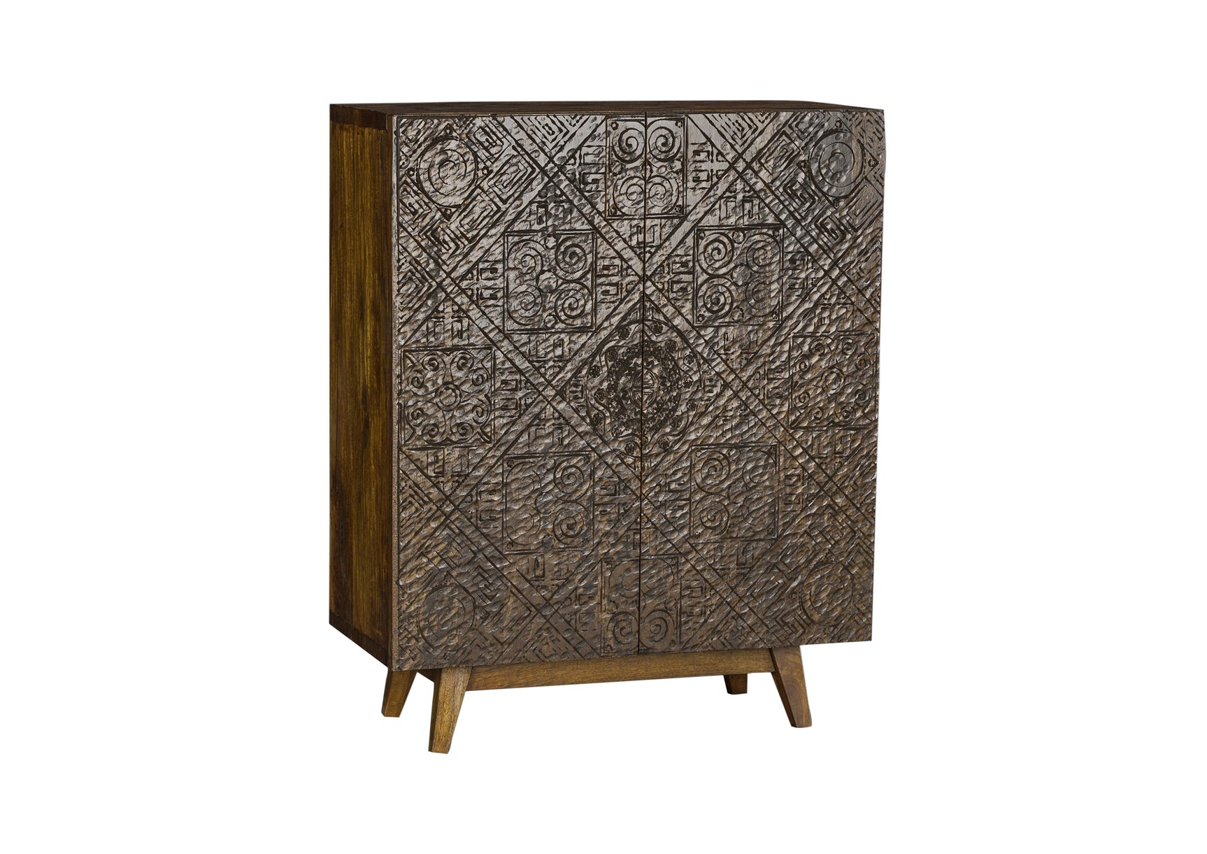 Calvary Gray Stone & Walnut Console Table - Ornate Home