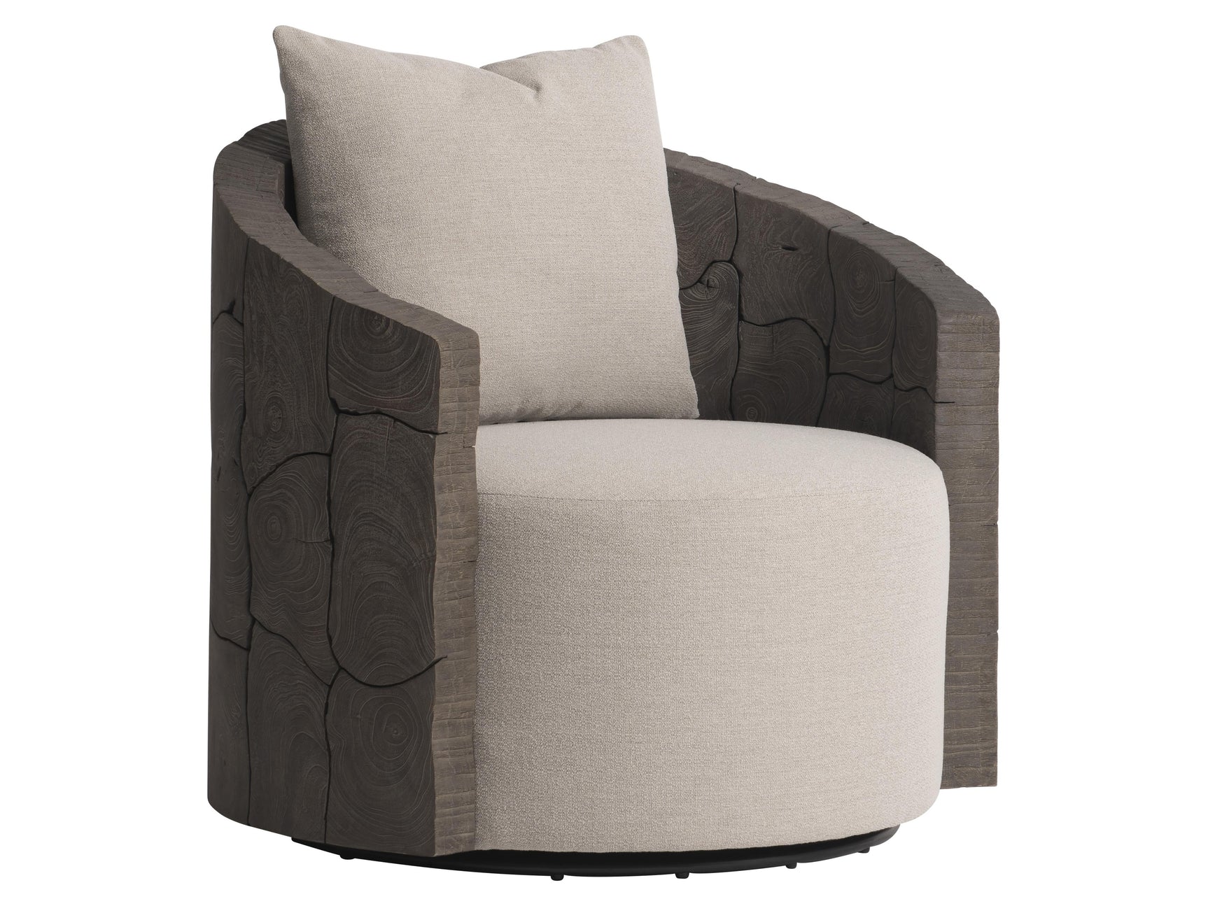 Calypso Beige/Brown/Teak Outdoor Swivel Chair - Ornate Home