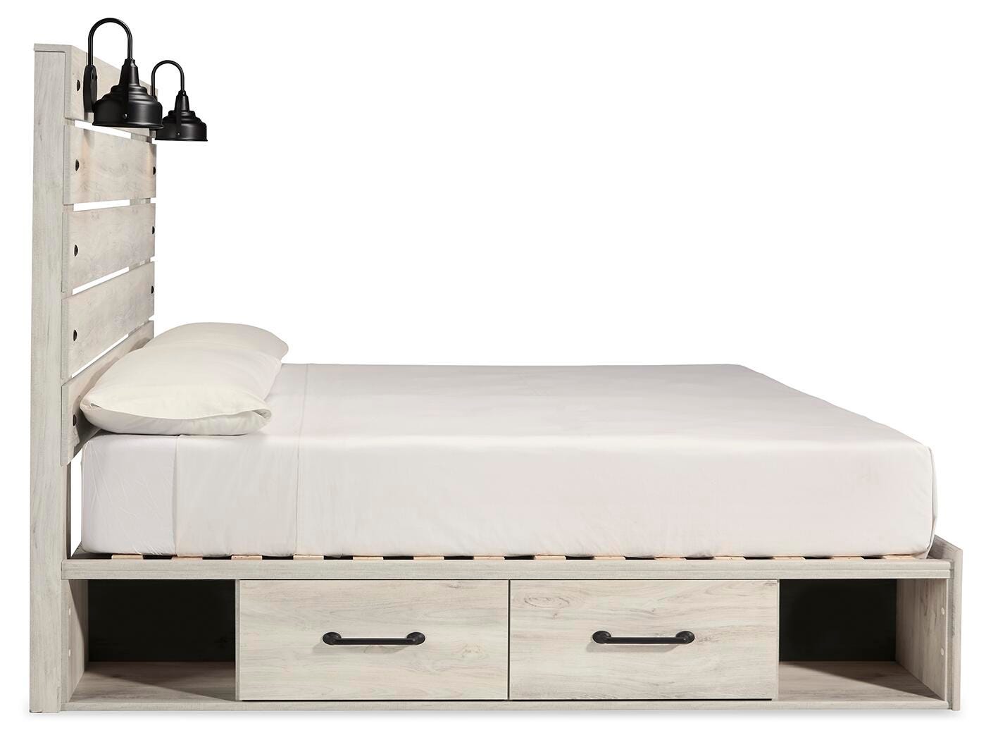 Cambeck Brown/Whitewash King Panel Storage Bed, Dresser and Nightstand - Ornate Home