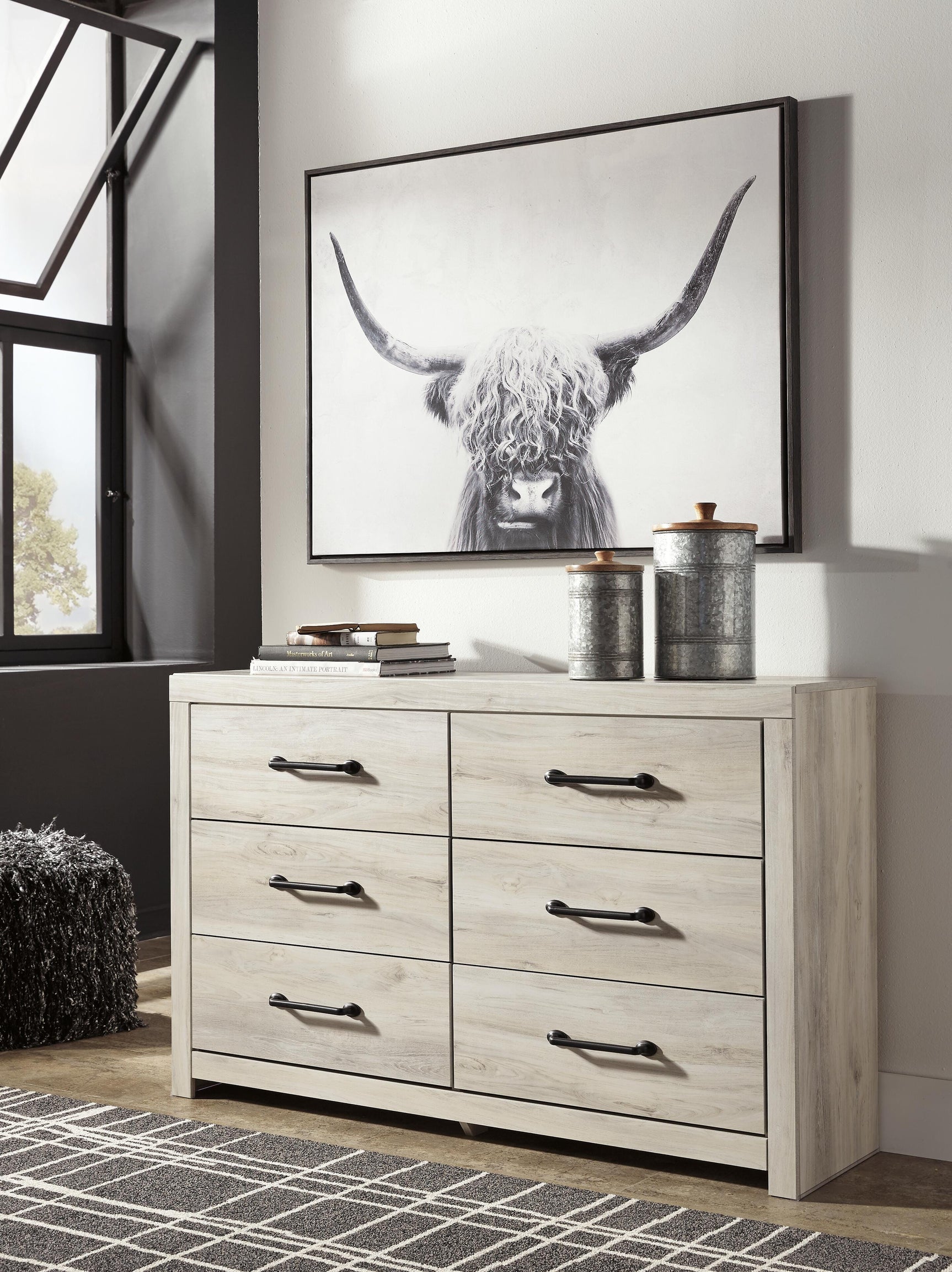Cambeck Brown/Whitewash King Panel Storage Bed, Dresser and Nightstand - Ornate Home