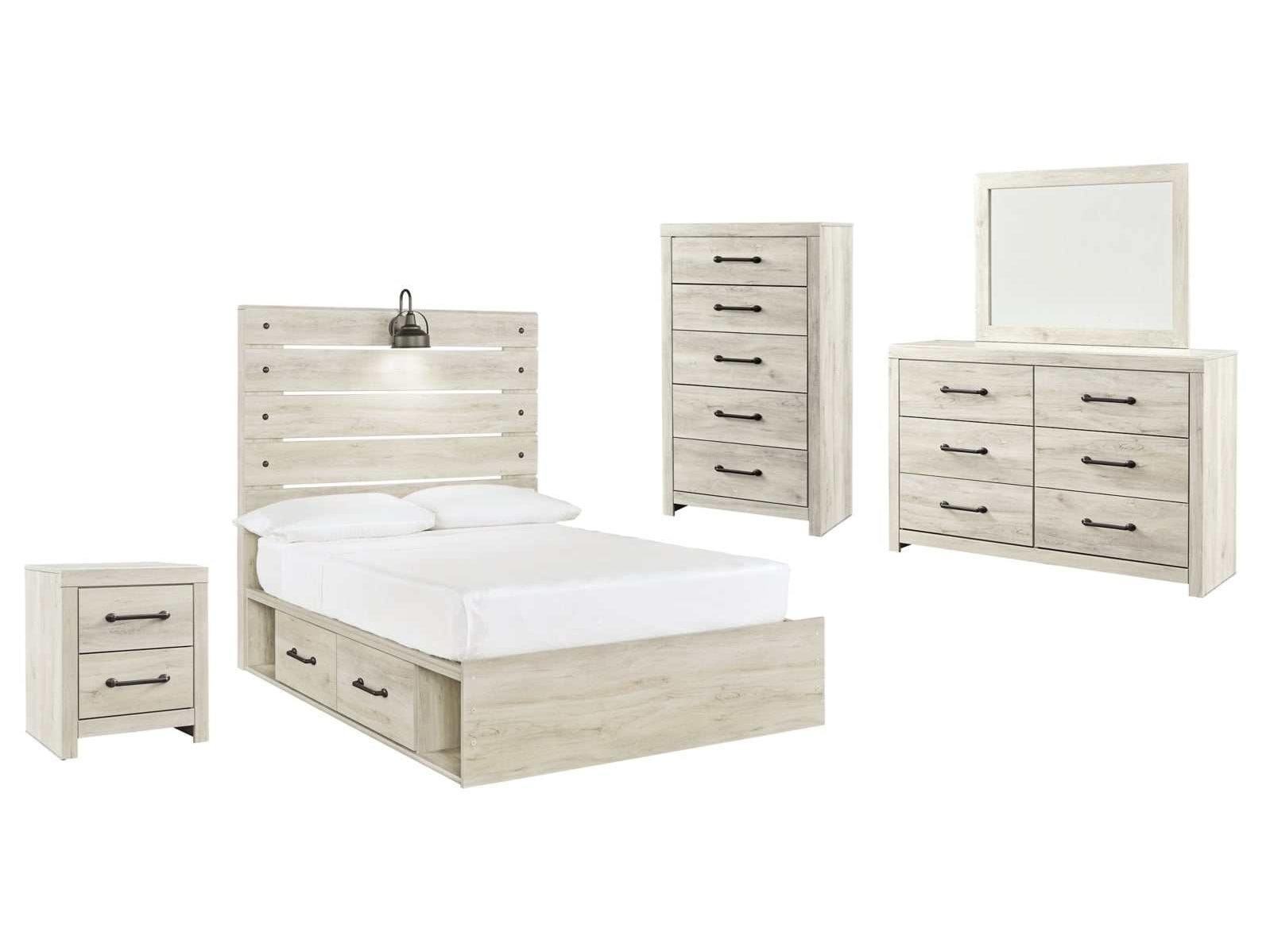 Cambeck Whitewash Full Panel Bedroom Set w/ 2 Storage Drawers (Online Special Price) - Ornate Home