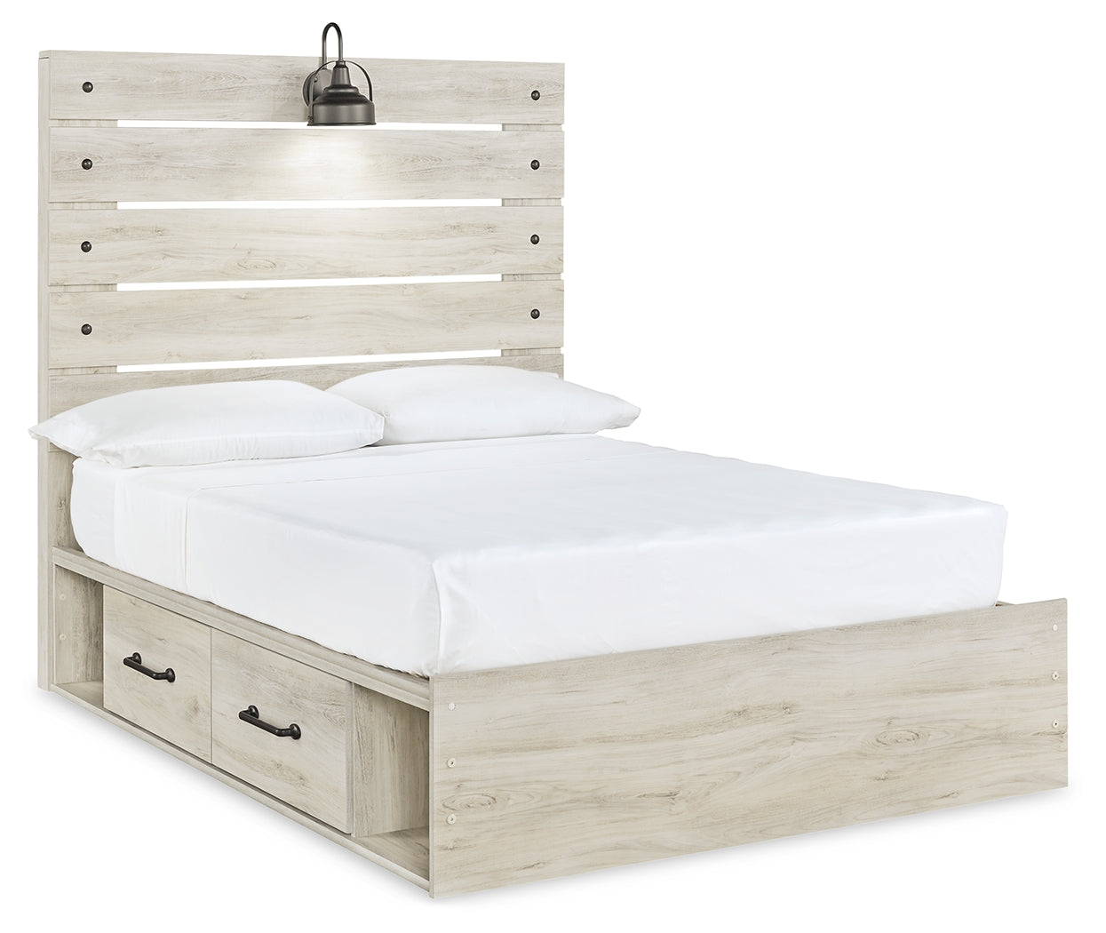 Cambeck Whitewash Full Panel Bedroom Set with Storage, Dresser and Nightstand (Online Special Price) - Ornate Home