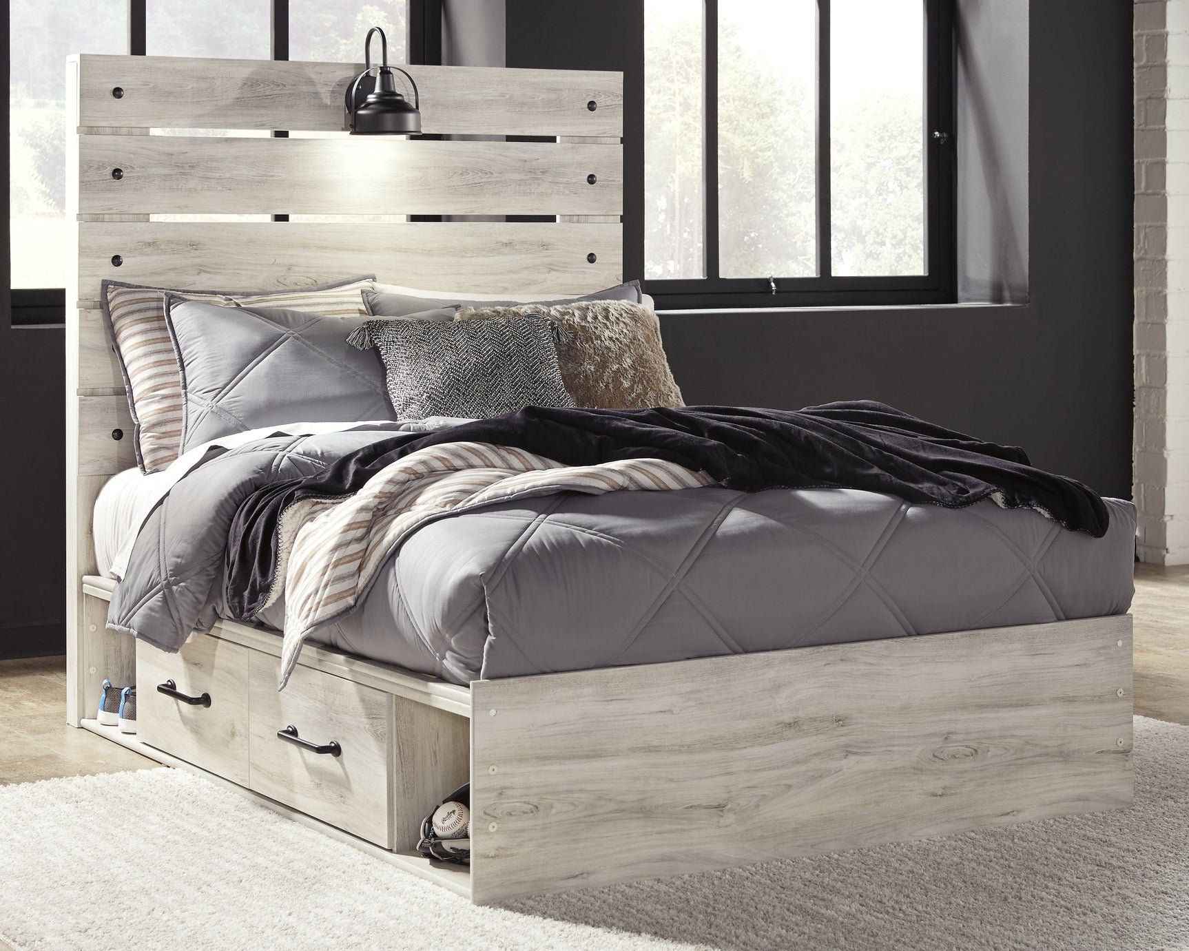 Cambeck Whitewash Full Panel Storage Bedroom Set with Dresser and Nightstand (Online Special Price) - Ornate Home