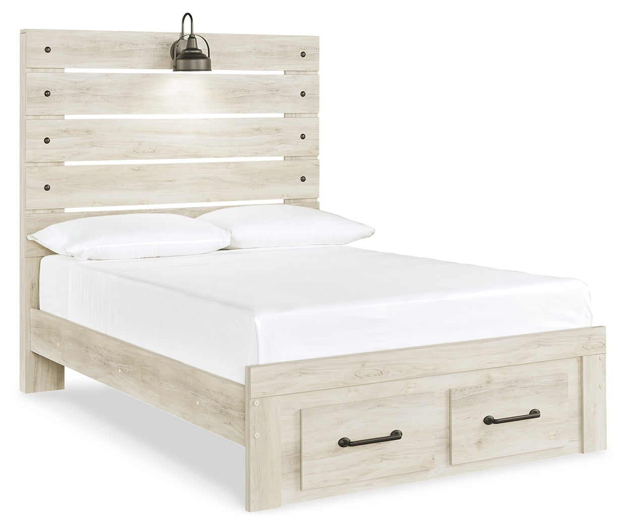 Cambeck Whitewash Full Panel Youth Bed with 2 Storage Drawers - Ornate Home