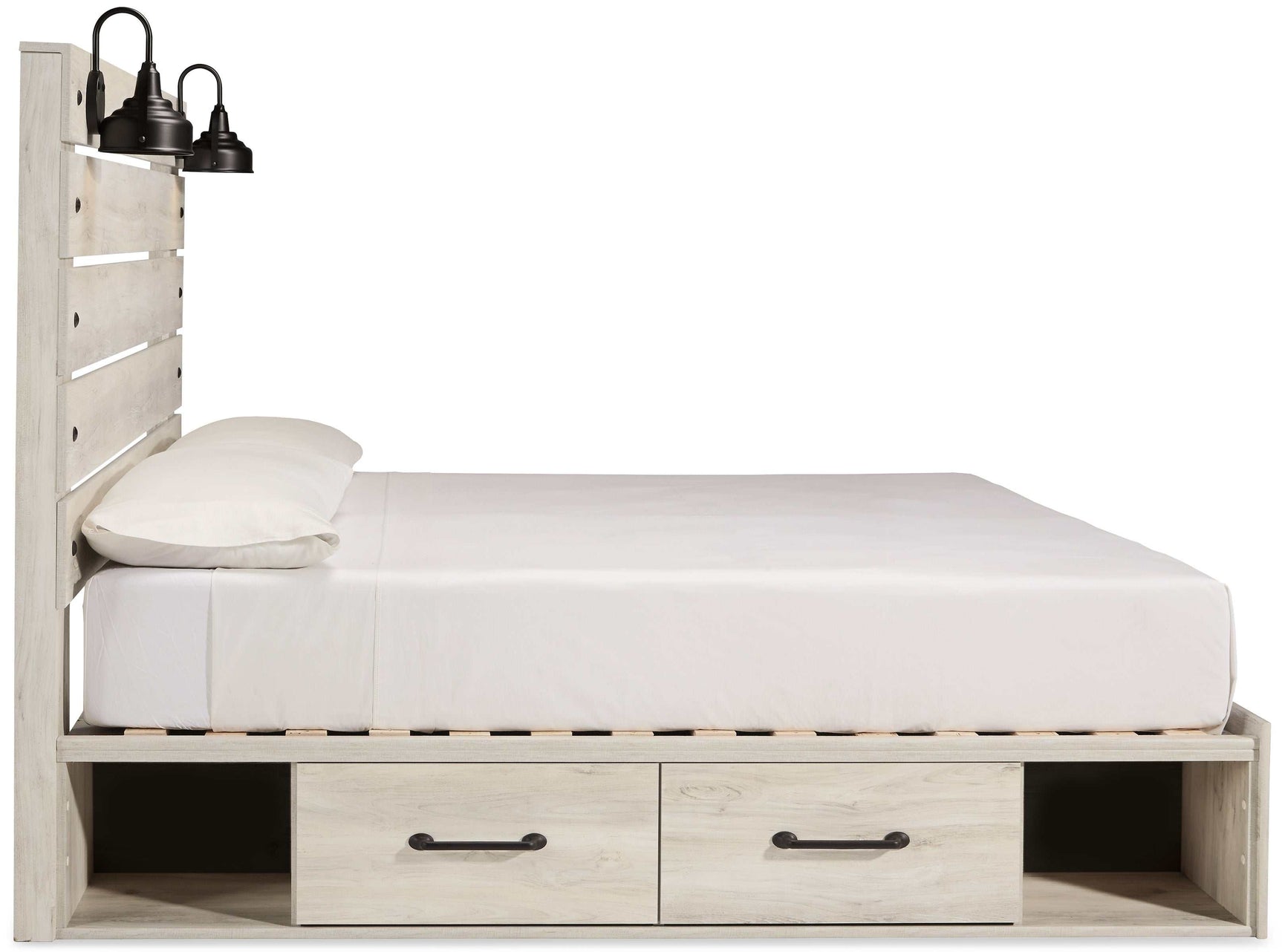 Cambeck Whitewash King Panel Bed w/ 2 Storage Drawers (Online Special Price) - Ornate Home