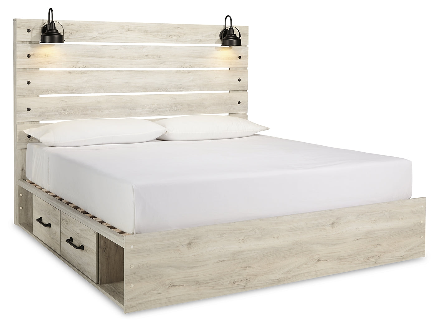 Cambeck Whitewash King Panel Storage Bed, Dresser, Mirror, Chest and Nightstand - Ornate Home